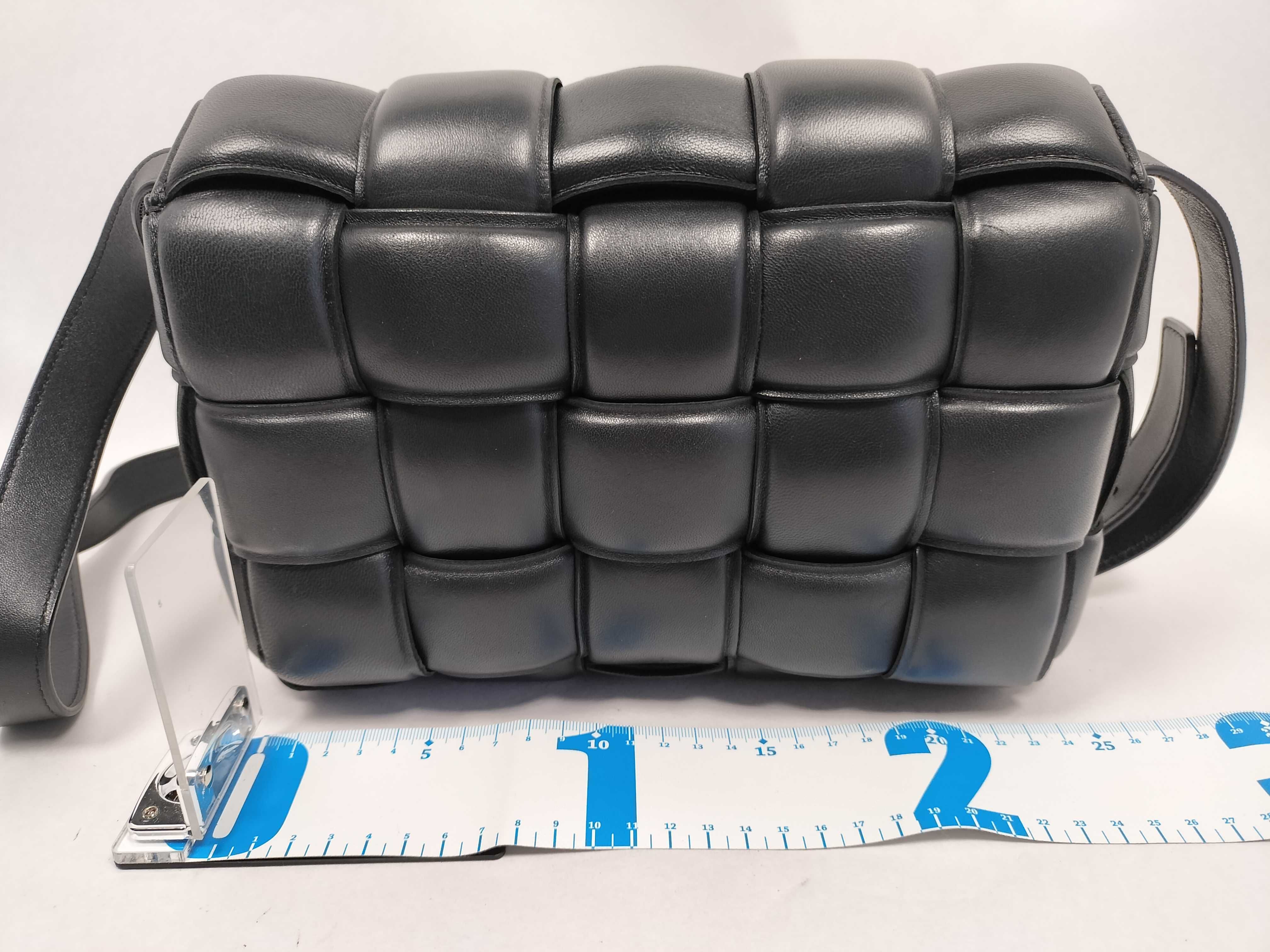 Padded Cassette Shoulder Bag with Gold Hardware, Black, with Protective Seal. — view 2