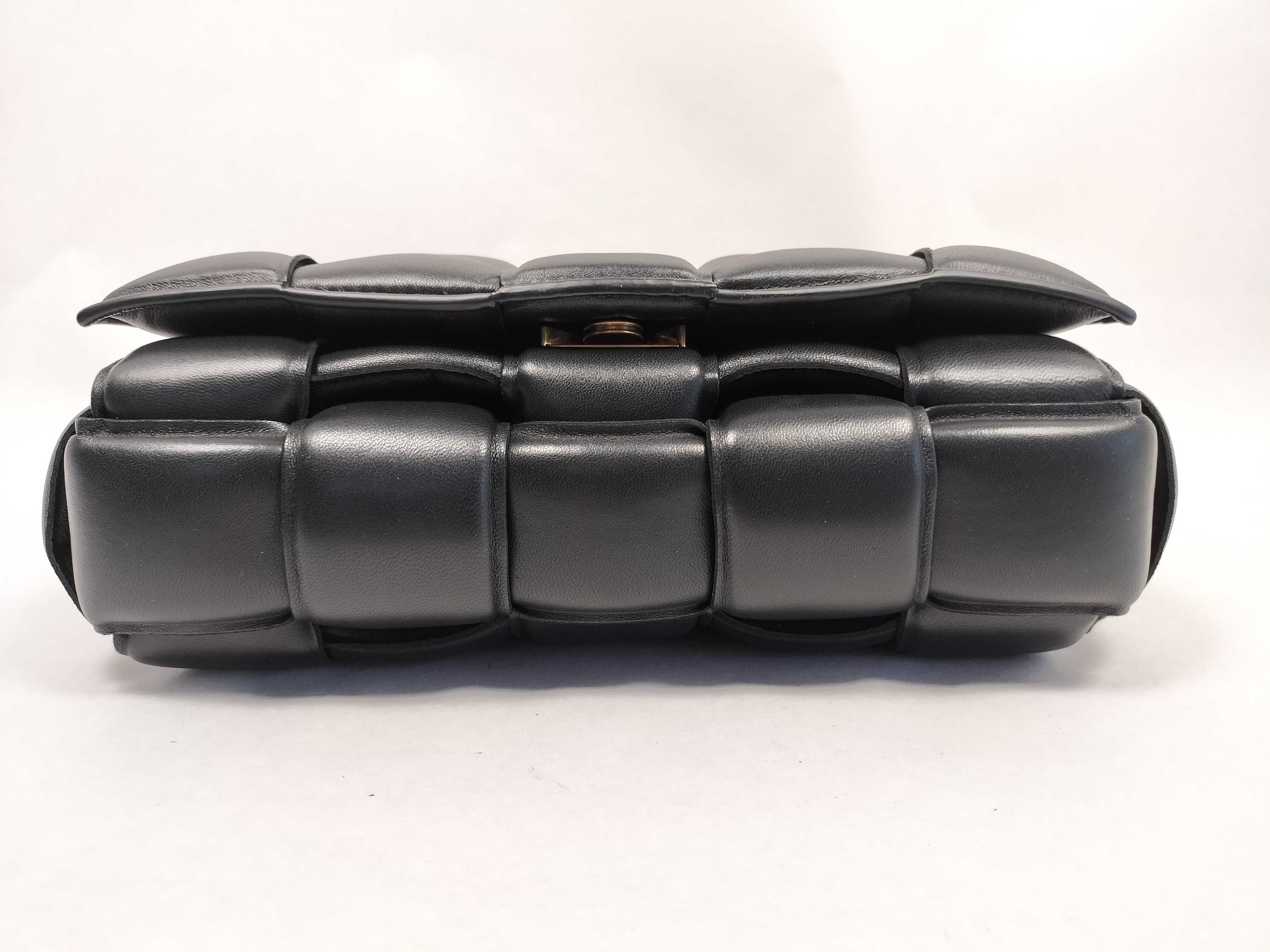 Padded Cassette Shoulder Bag with Gold Hardware, Black, with Protective Seal. — view 7