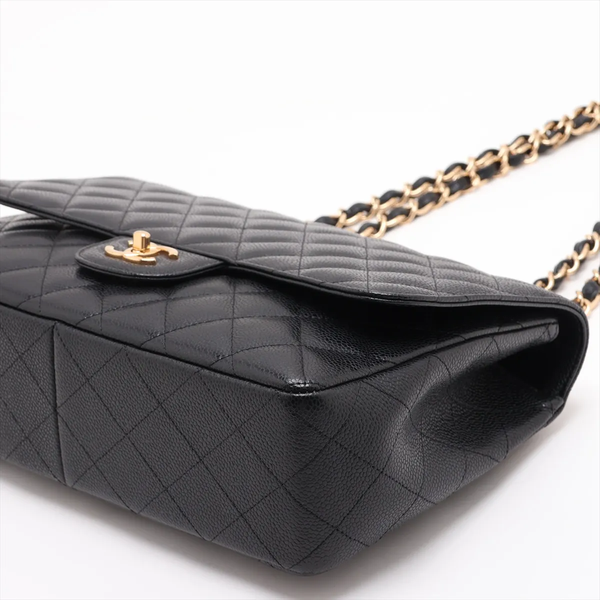 [Individually packaged] Chanel Large Matelassé 30 Caviar Skin Single Flap Double Chain Bag, Black with Gold Hardware, 13555075, Serial Number 13-series, A28600 — view 3
