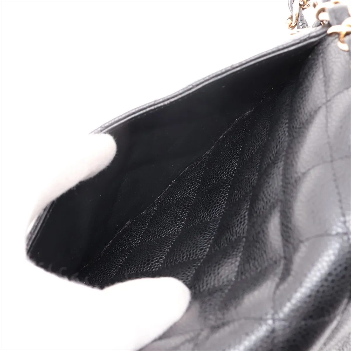 [Individually packaged] Chanel Large Matelassé 30 Caviar Skin Single Flap Double Chain Bag, Black with Gold Hardware, 13555075, Serial Number 13-series, A28600 — view 10