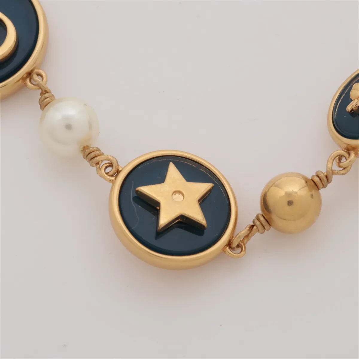 D-LUCK Bracelet GP x Fake Pearl Gold x Blue — view 2