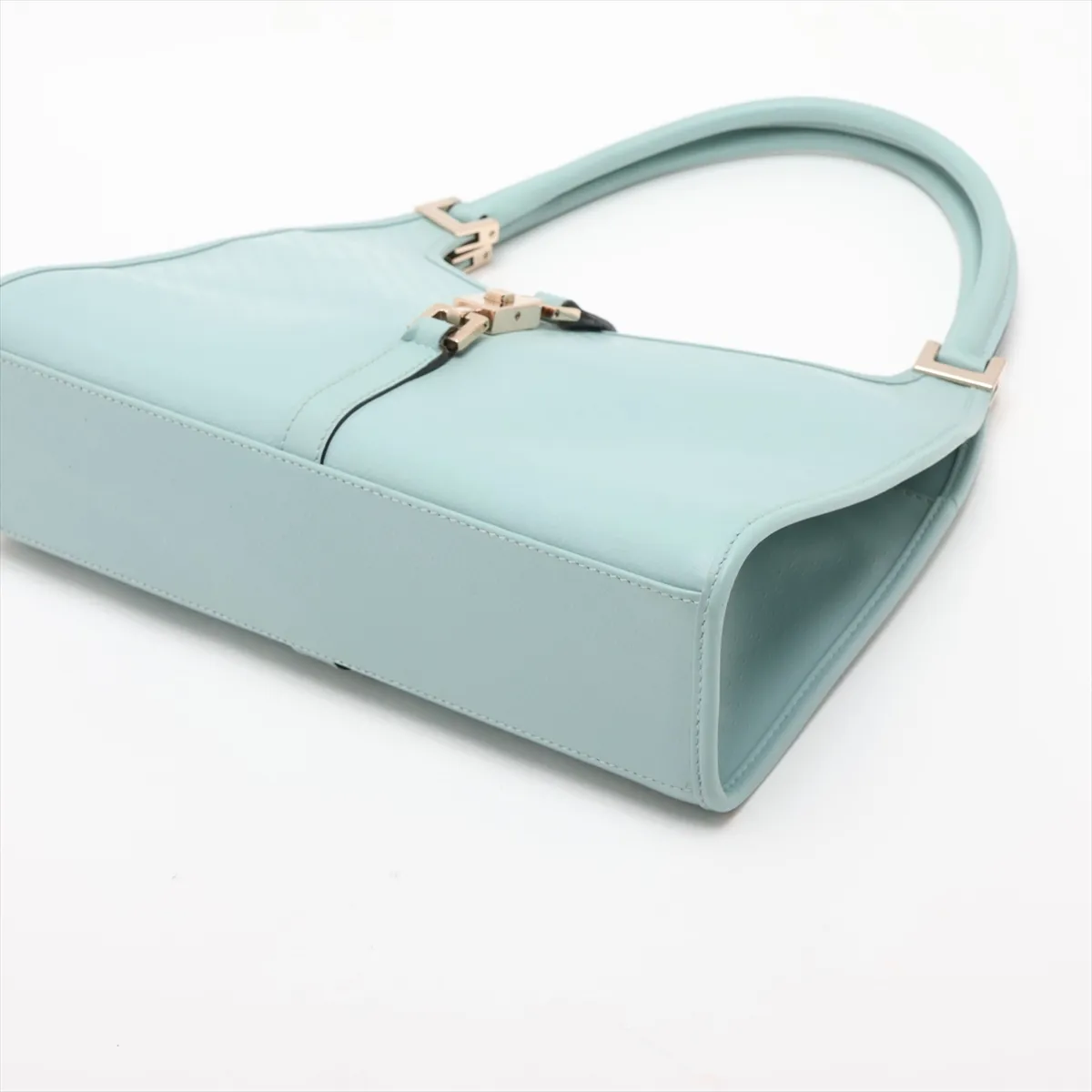 Microguccissima Jackie Leather Shoulder Bag, Blue — view 3
