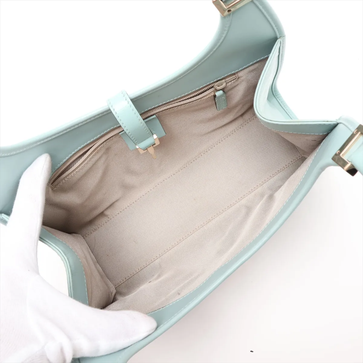 Microguccissima Jackie Leather Shoulder Bag, Blue — view 7