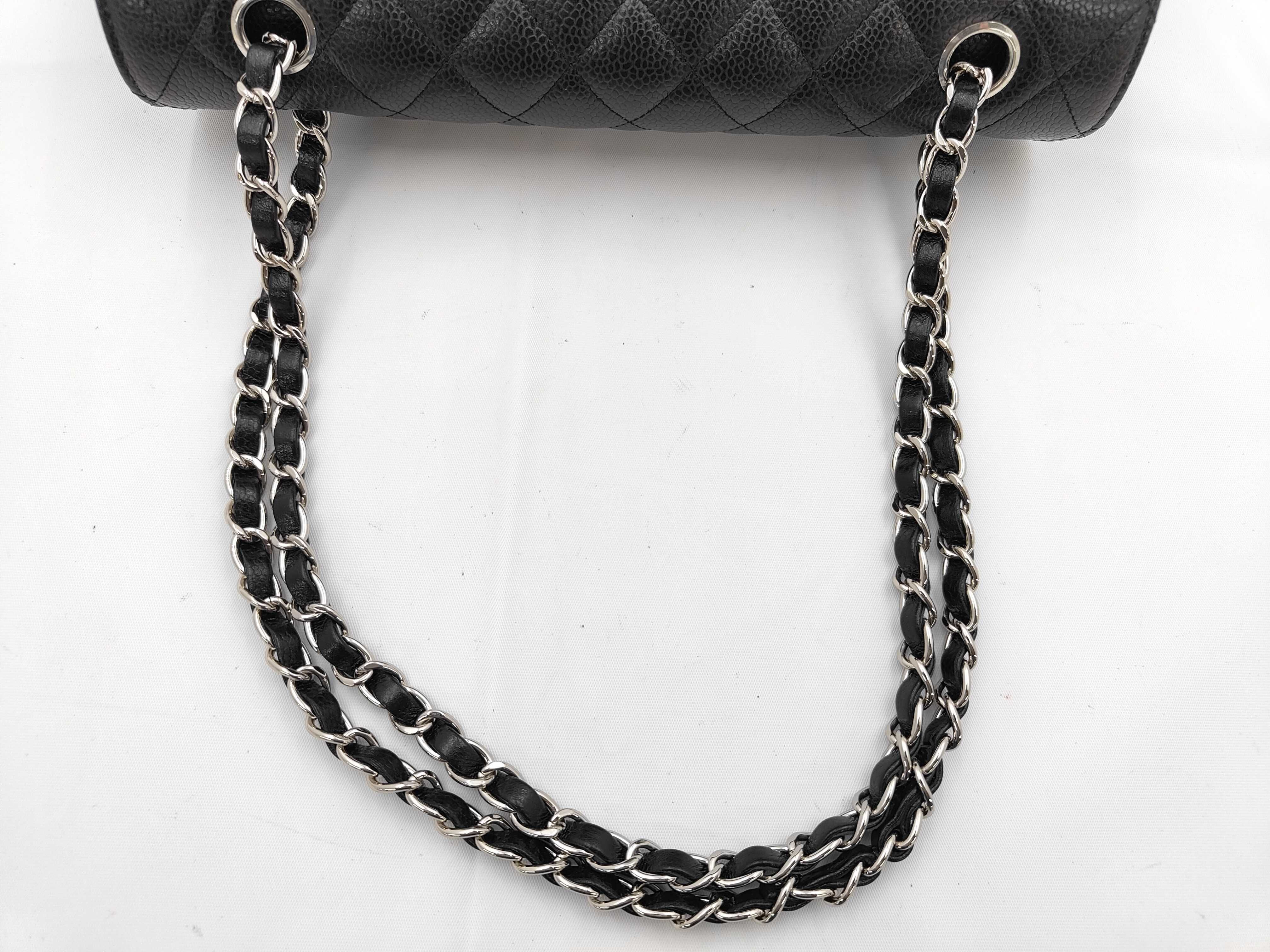 Matelassé 25 Double Flap Caviar Black Chain Shoulder Bag — view 3