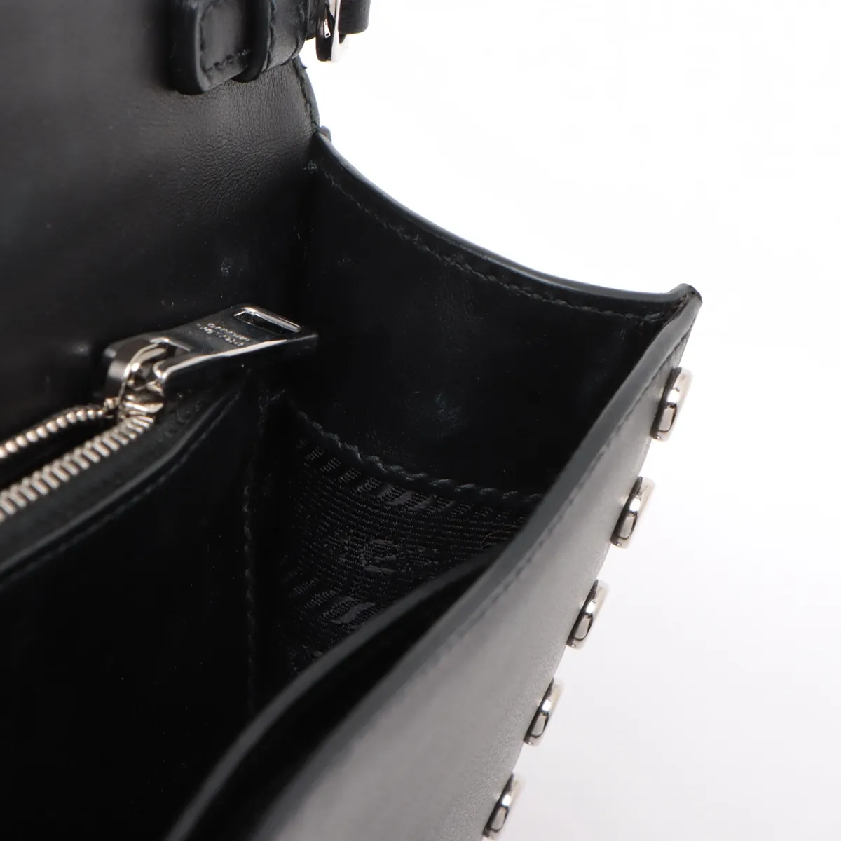 Leather and Studded Shoulder Bag, Multicolor — view 11