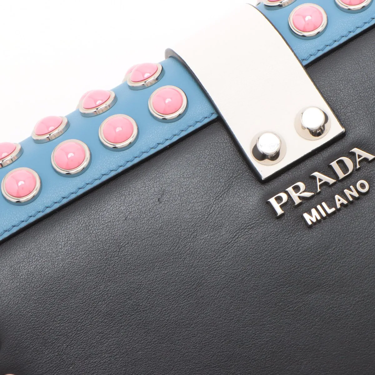 Leather and Studded Shoulder Bag, Multicolor — view 14