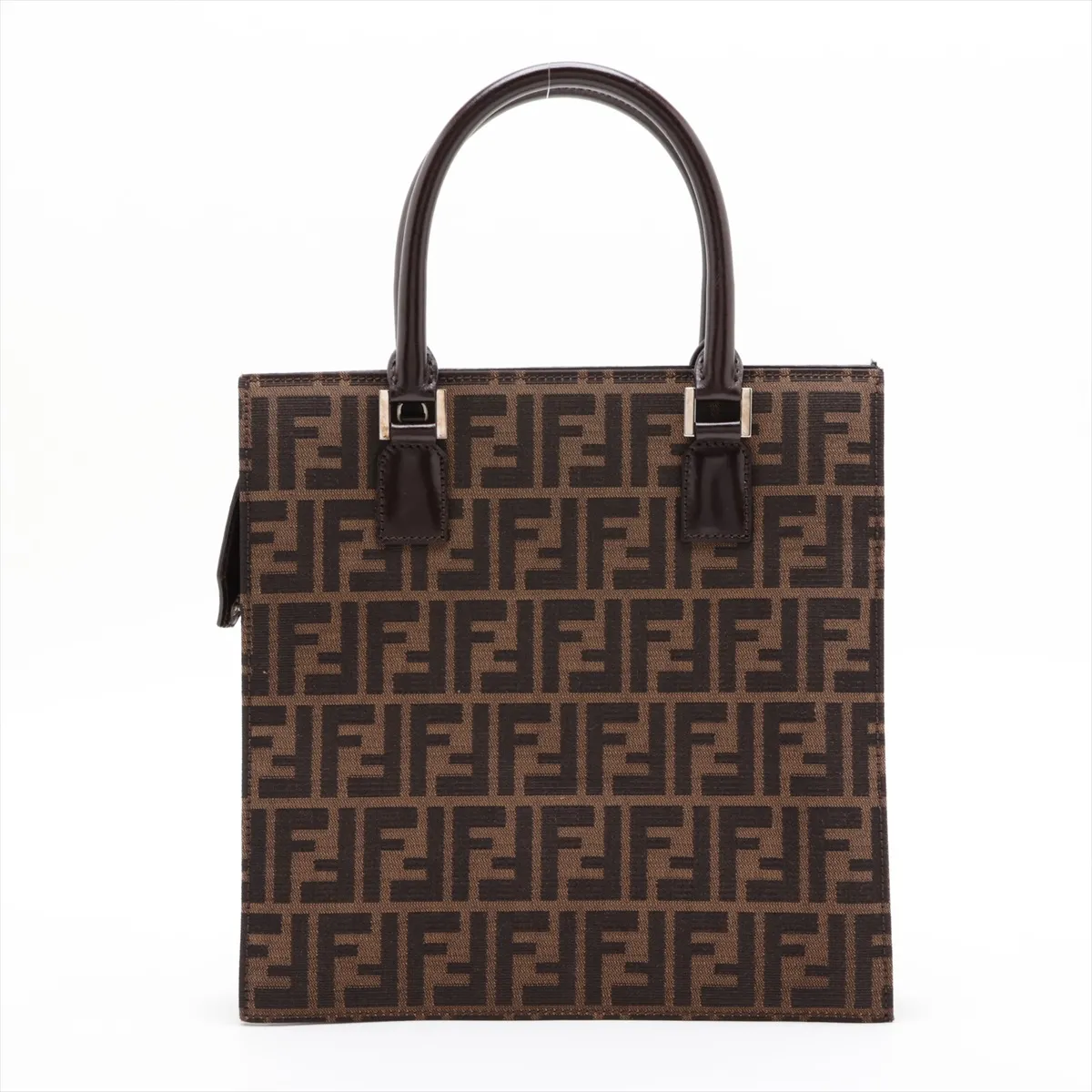 Zucca Canvas x Leather Handbag, Brown — view 2