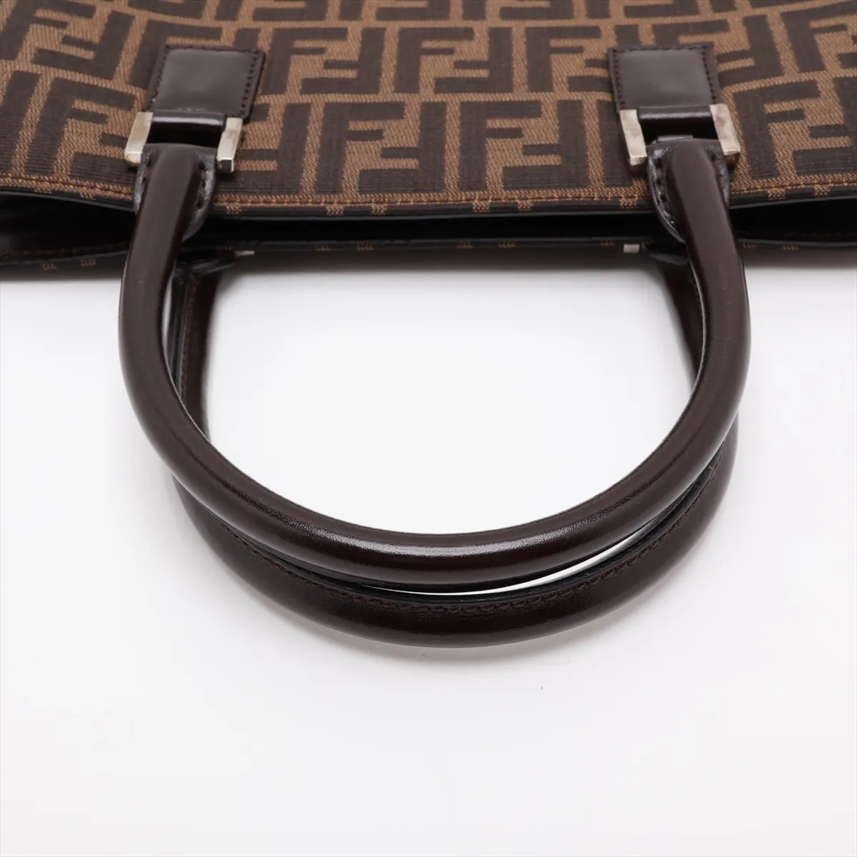 Zucca Canvas x Leather Handbag, Brown — view 5