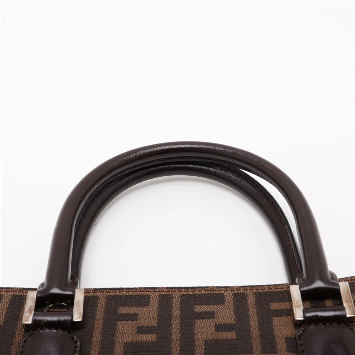 Zucca Canvas x Leather Handbag, Brown — view 6