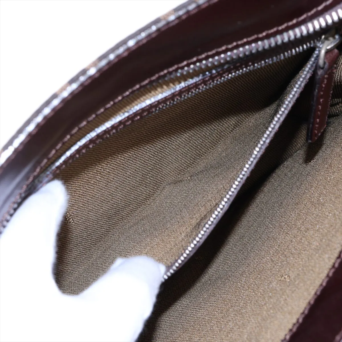 Zucca Canvas x Leather Handbag, Brown — view 8