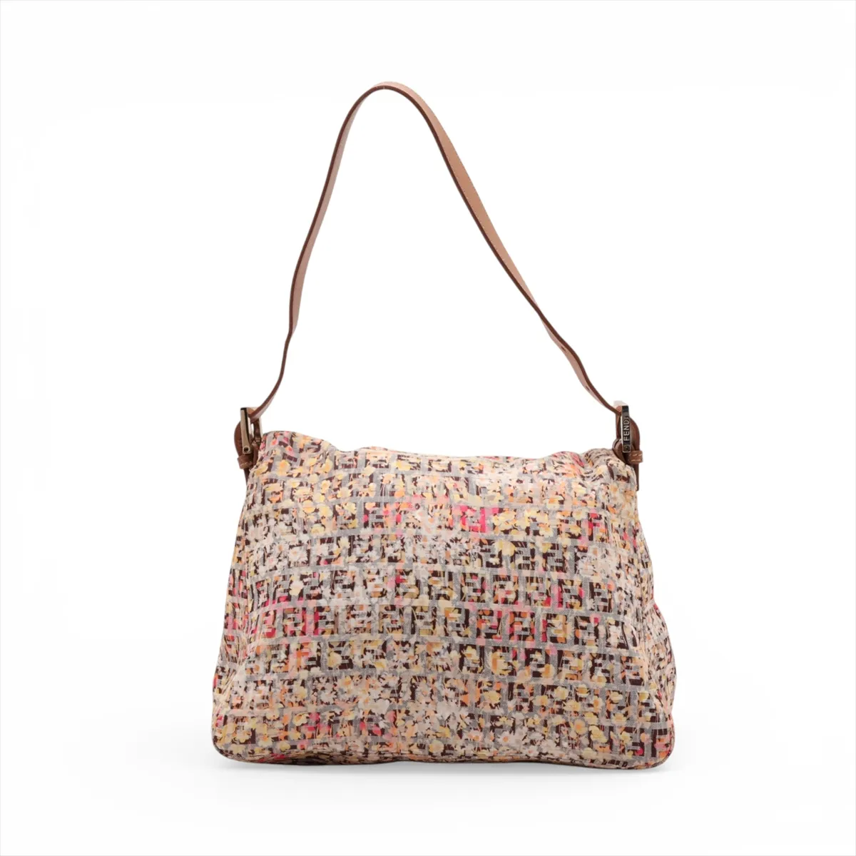 Zucchino Mamma Bucket Cotton x Leather Shoulder Bag, Beige, 8BR001 — view 2