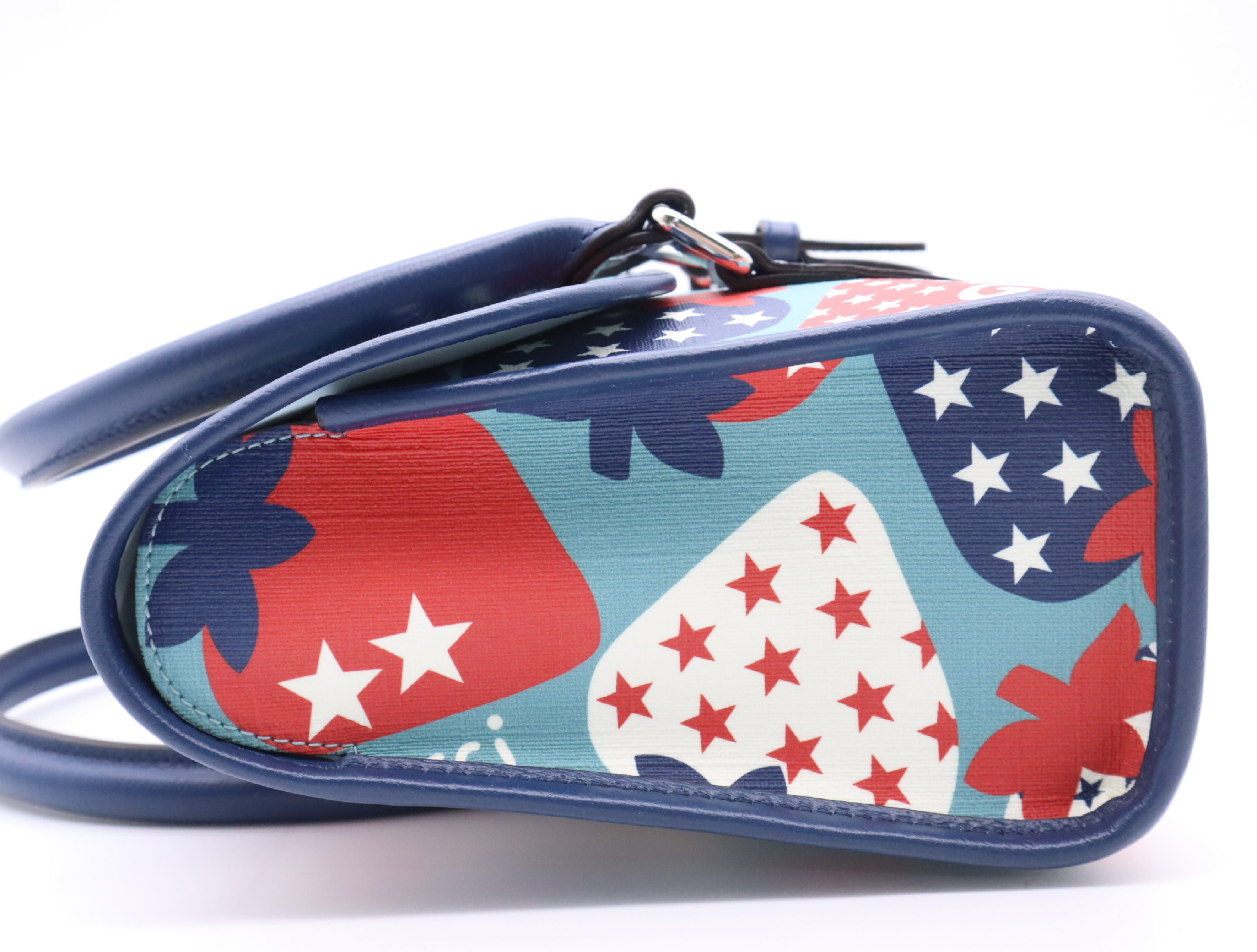 682720GG Supreme x Leather Children's Handbag, Strawberry Pattern, Blue Multicolor Handbag — view 3