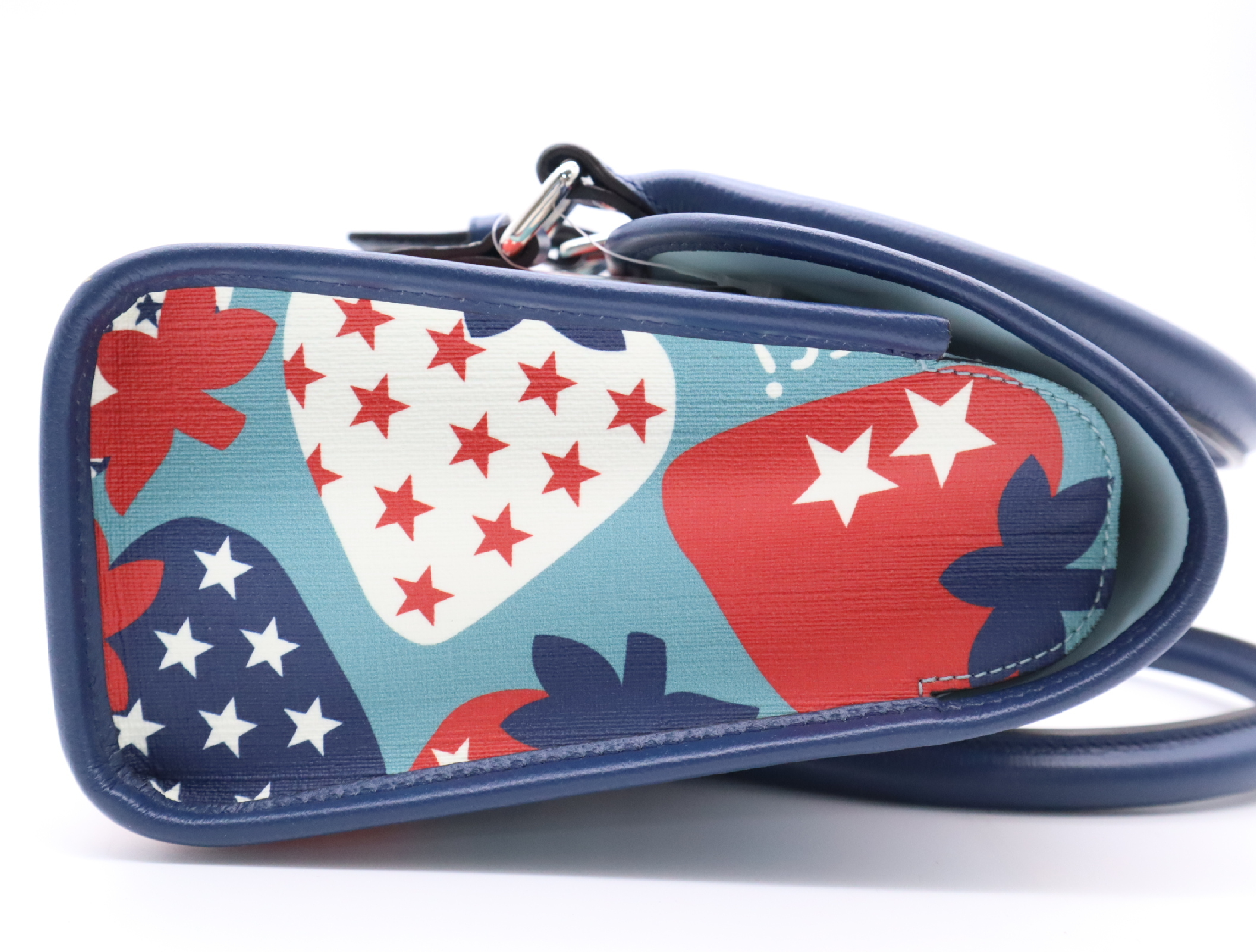 682720GG Supreme x Leather Children's Handbag, Strawberry Pattern, Blue Multicolor Handbag — view 5