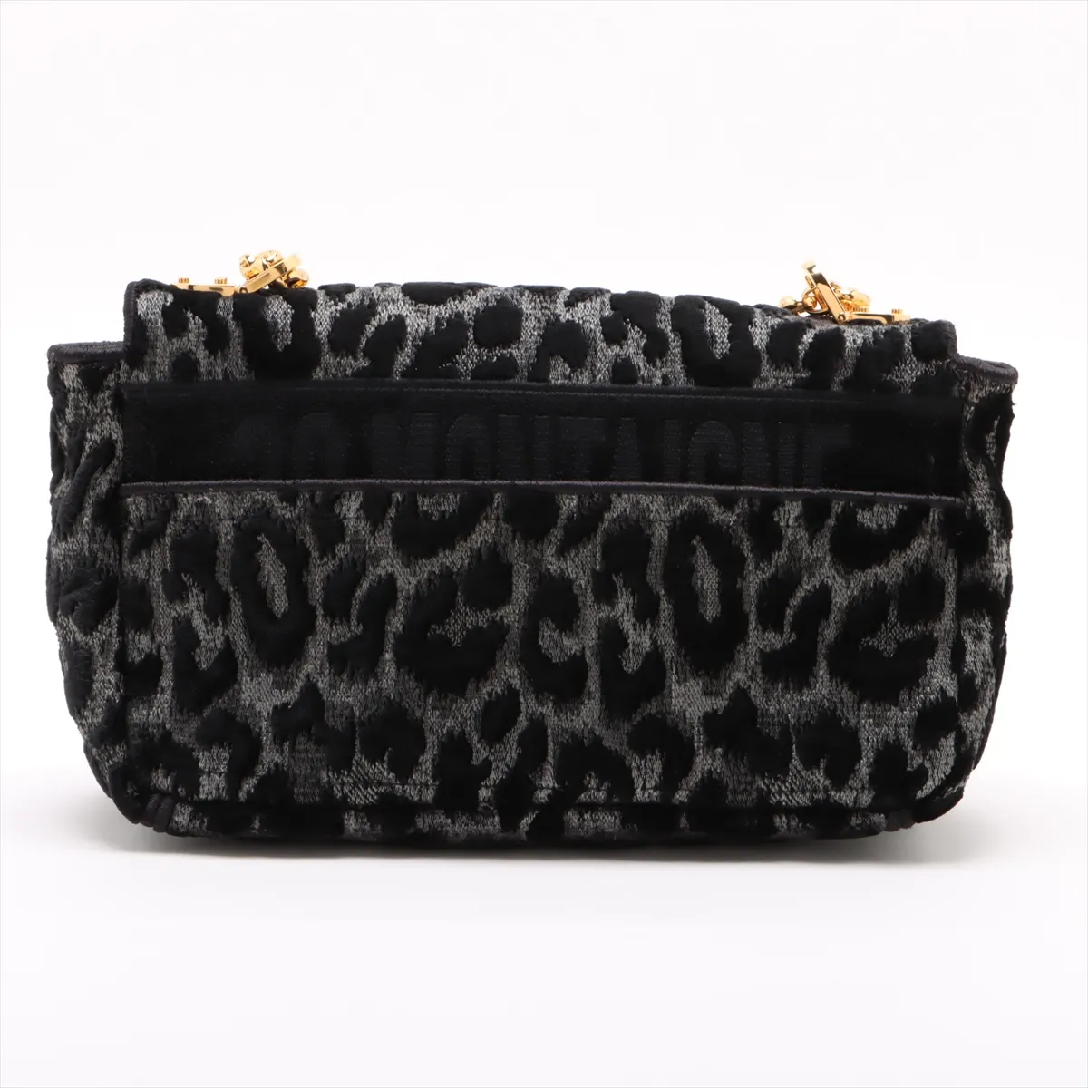 Caro Medium Velvet Chain Shoulder Bag Leopard — view 2