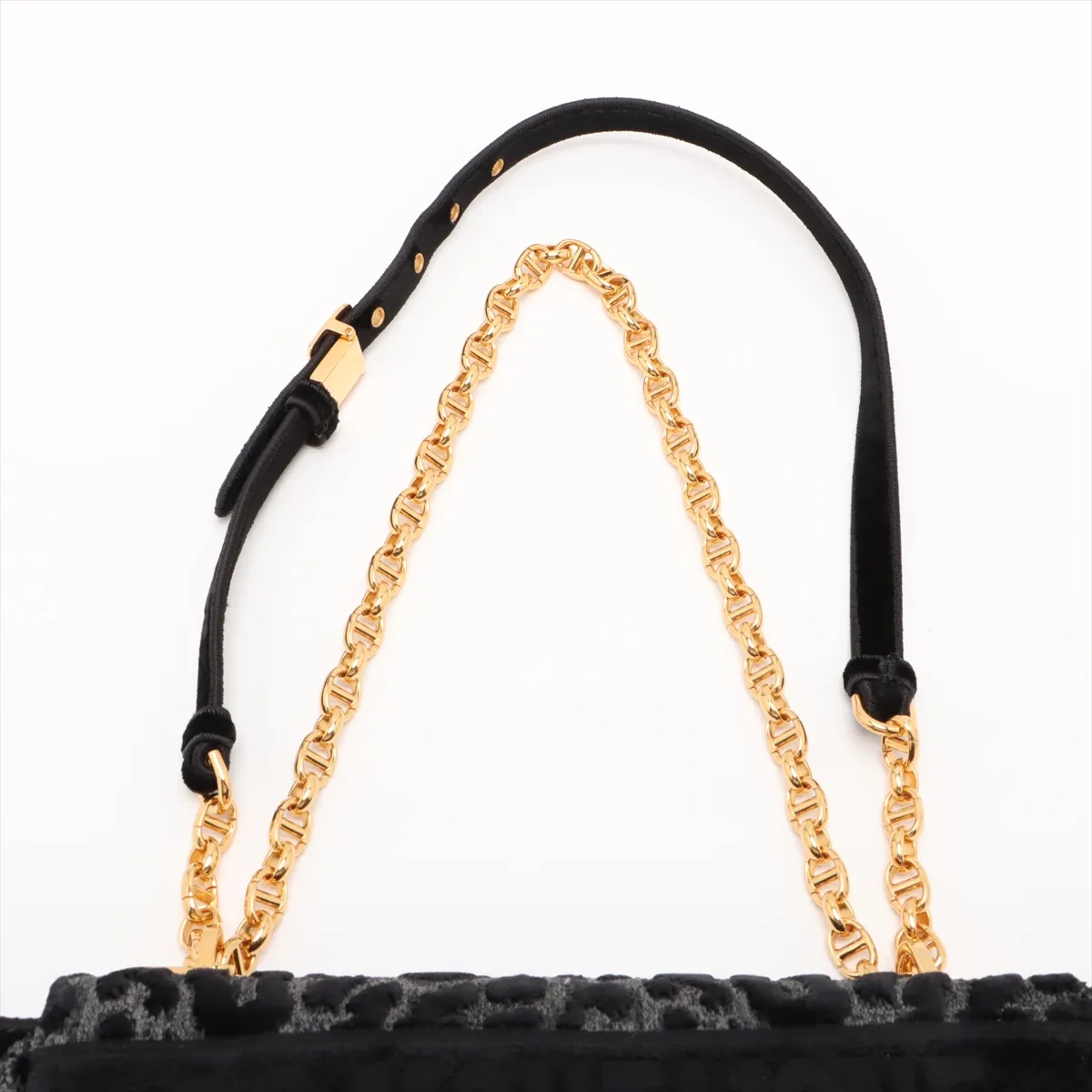Caro Medium Velvet Chain Shoulder Bag Leopard — view 6