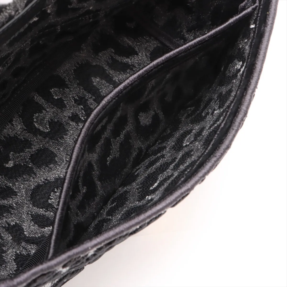 Caro Medium Velvet Chain Shoulder Bag Leopard — view 8