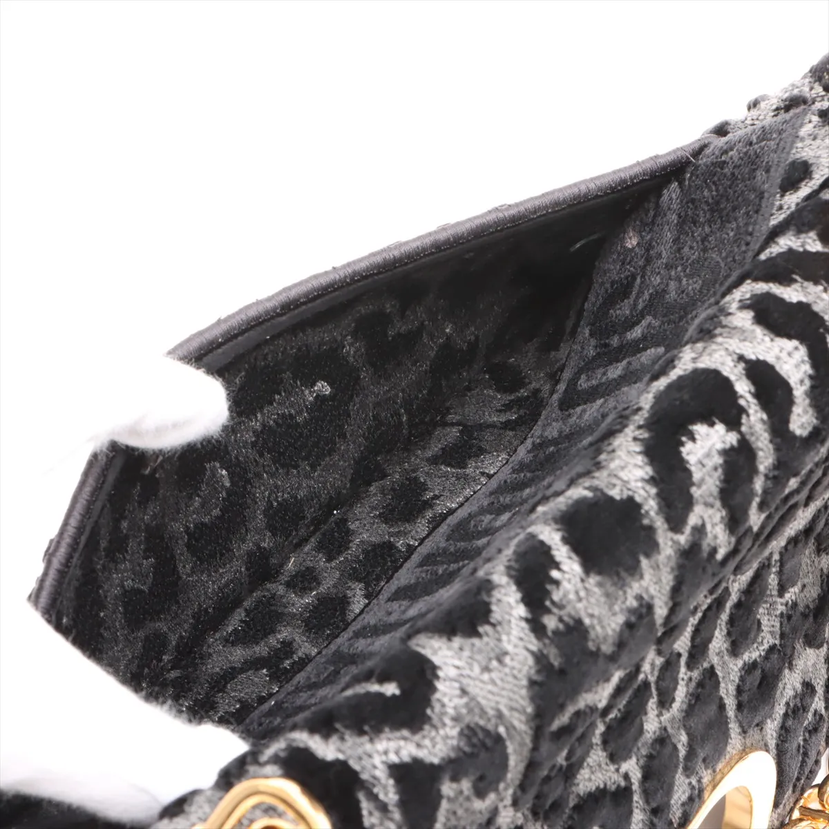Caro Medium Velvet Chain Shoulder Bag Leopard — view 9