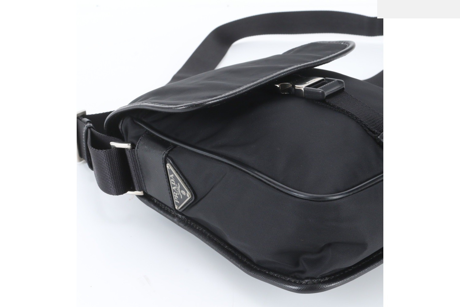 Tessuto Nylon Saffiano Leather Shoulder Bag — view 6