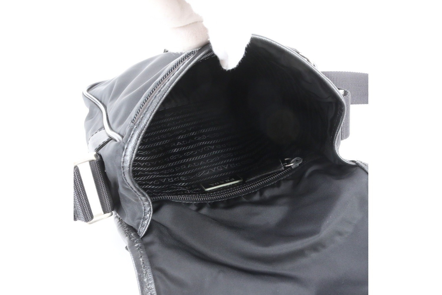 Tessuto Nylon Saffiano Leather Shoulder Bag — view 7