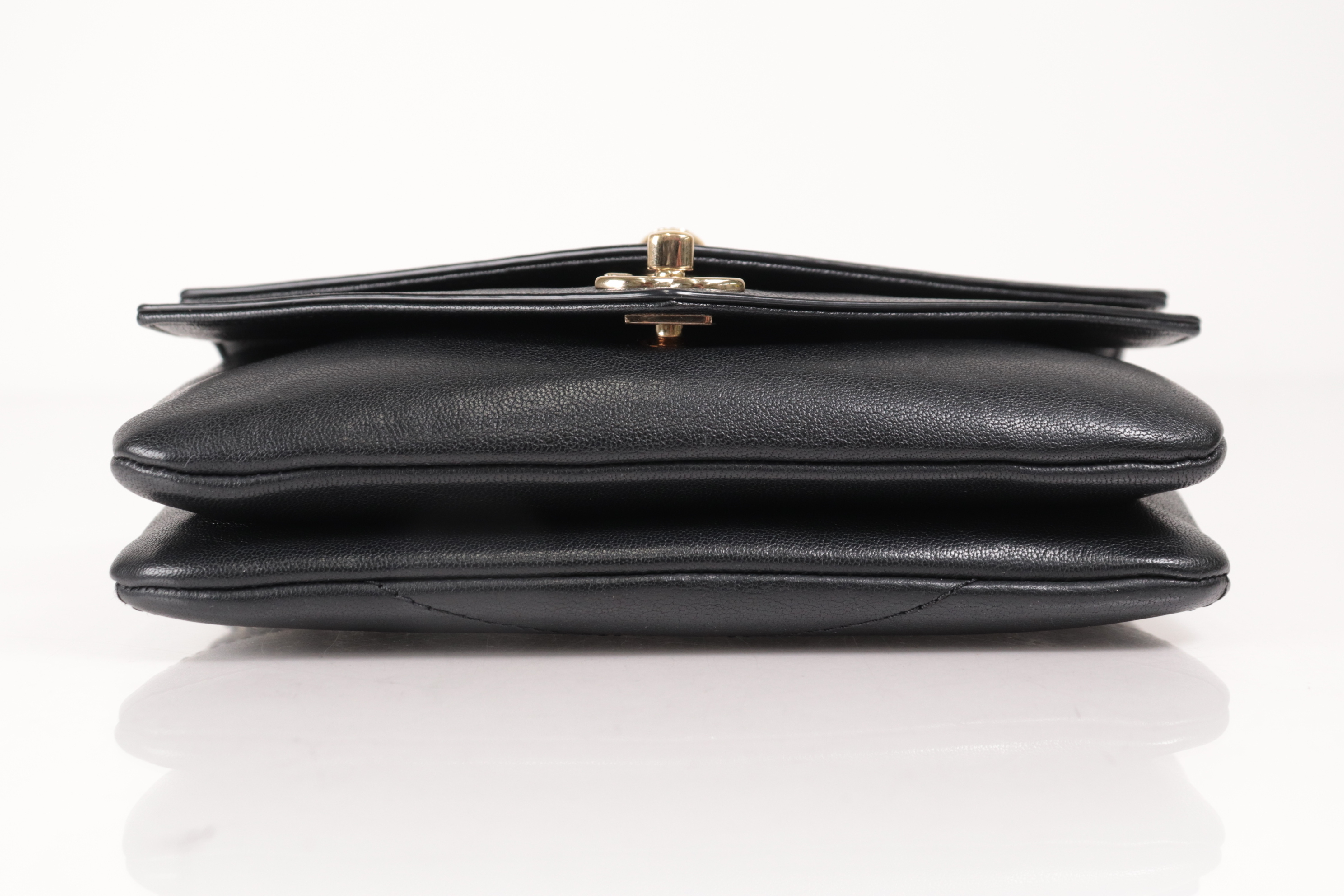 V-stitch Double Flap Lambskin Chain Waist Bag (Serial No. 26) — view 7