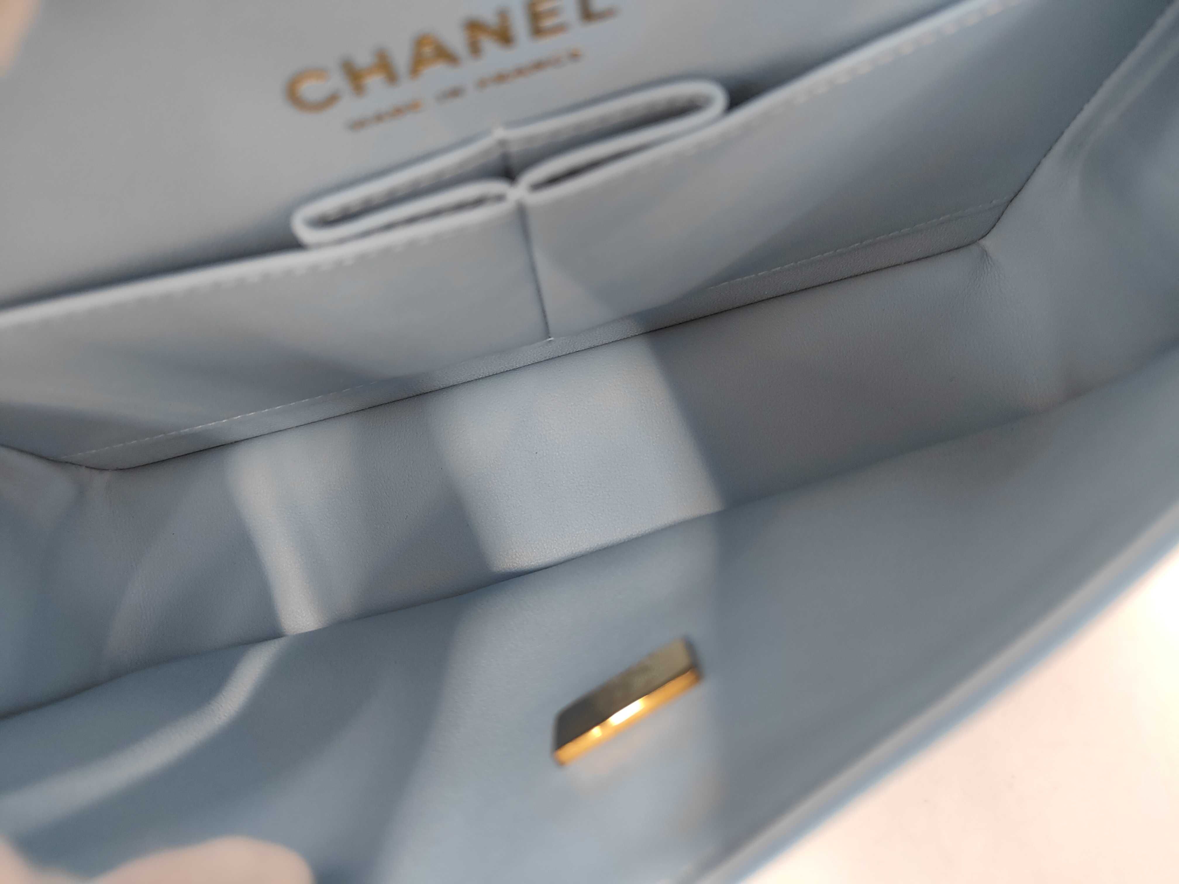 Double Flap Caviar Leather Light Blue GP Shoulder Bag — view 12