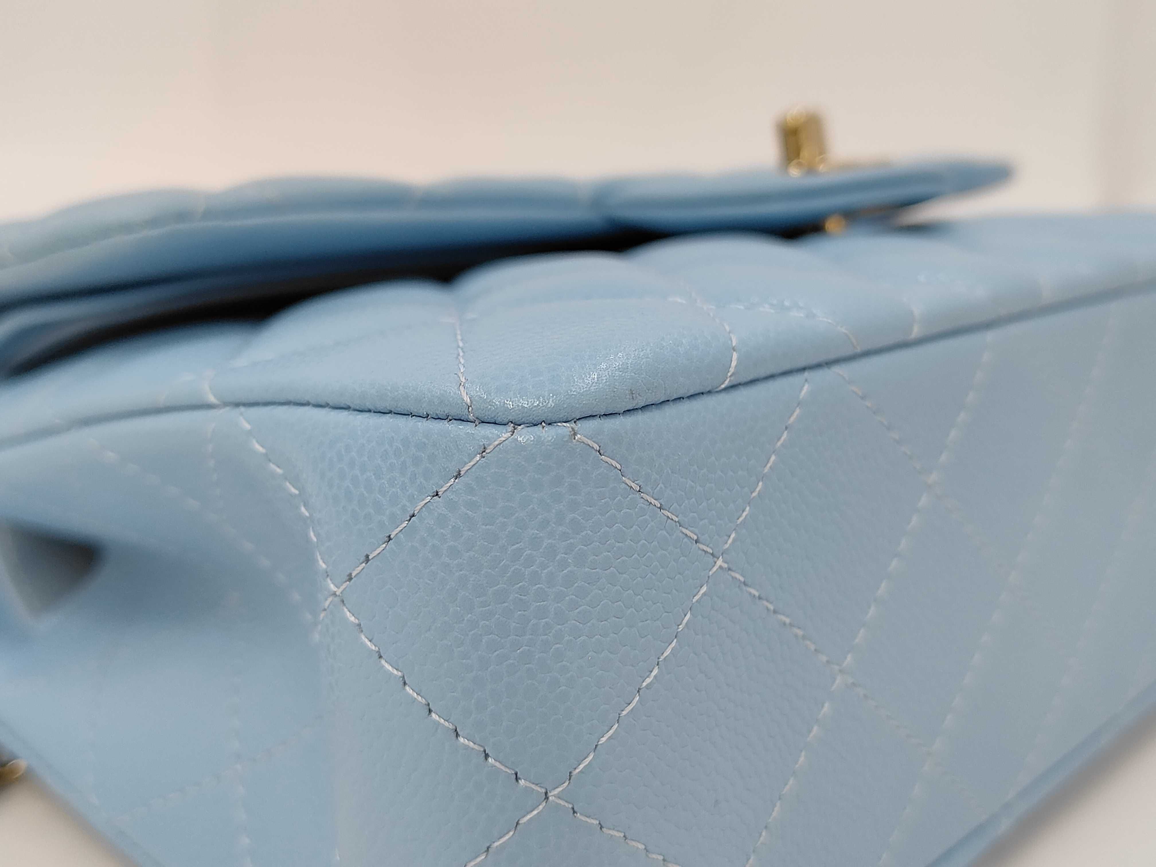 Double Flap Caviar Leather Light Blue GP Shoulder Bag — view 5