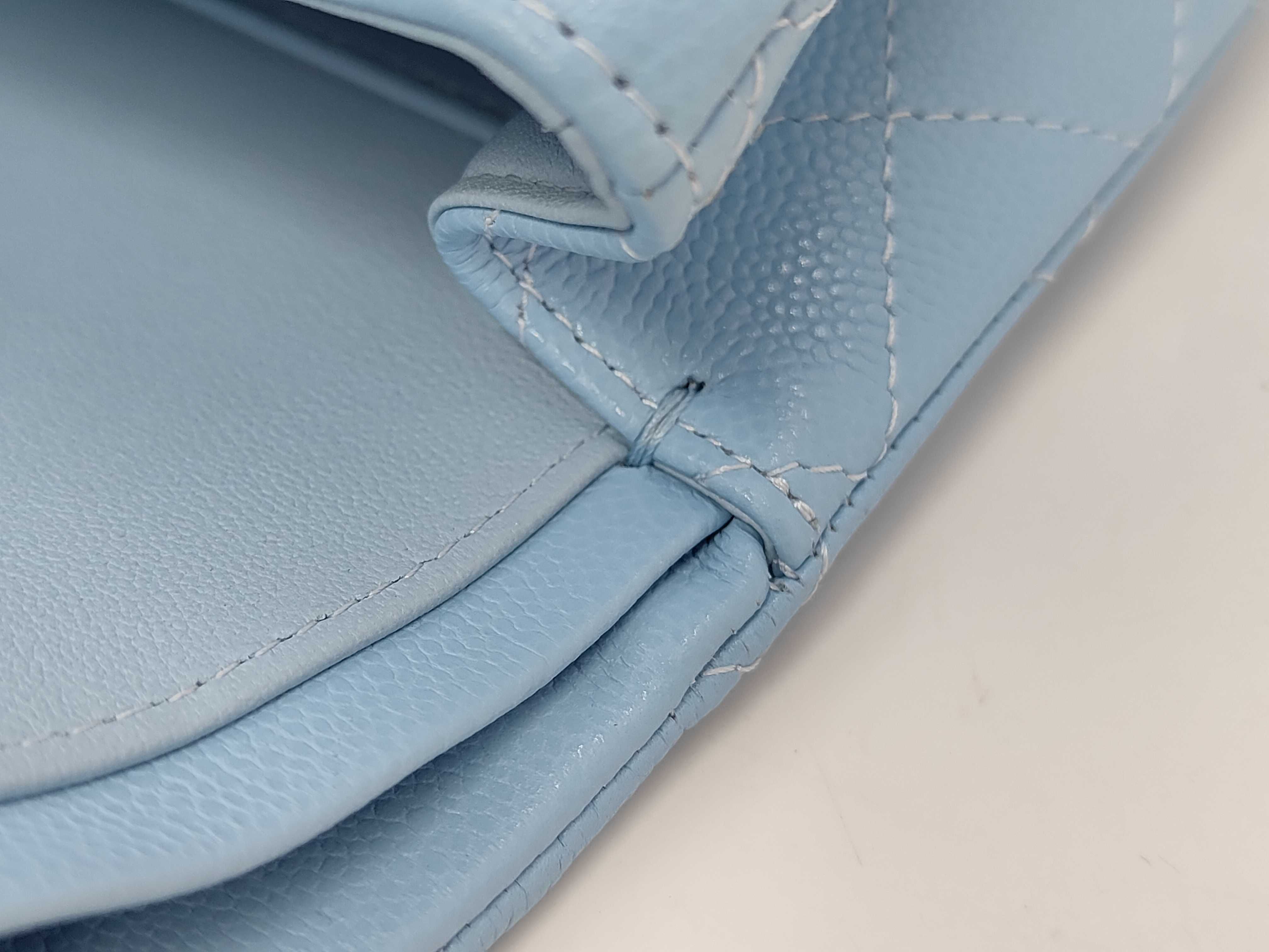 Double Flap Caviar Leather Light Blue GP Shoulder Bag — view 8