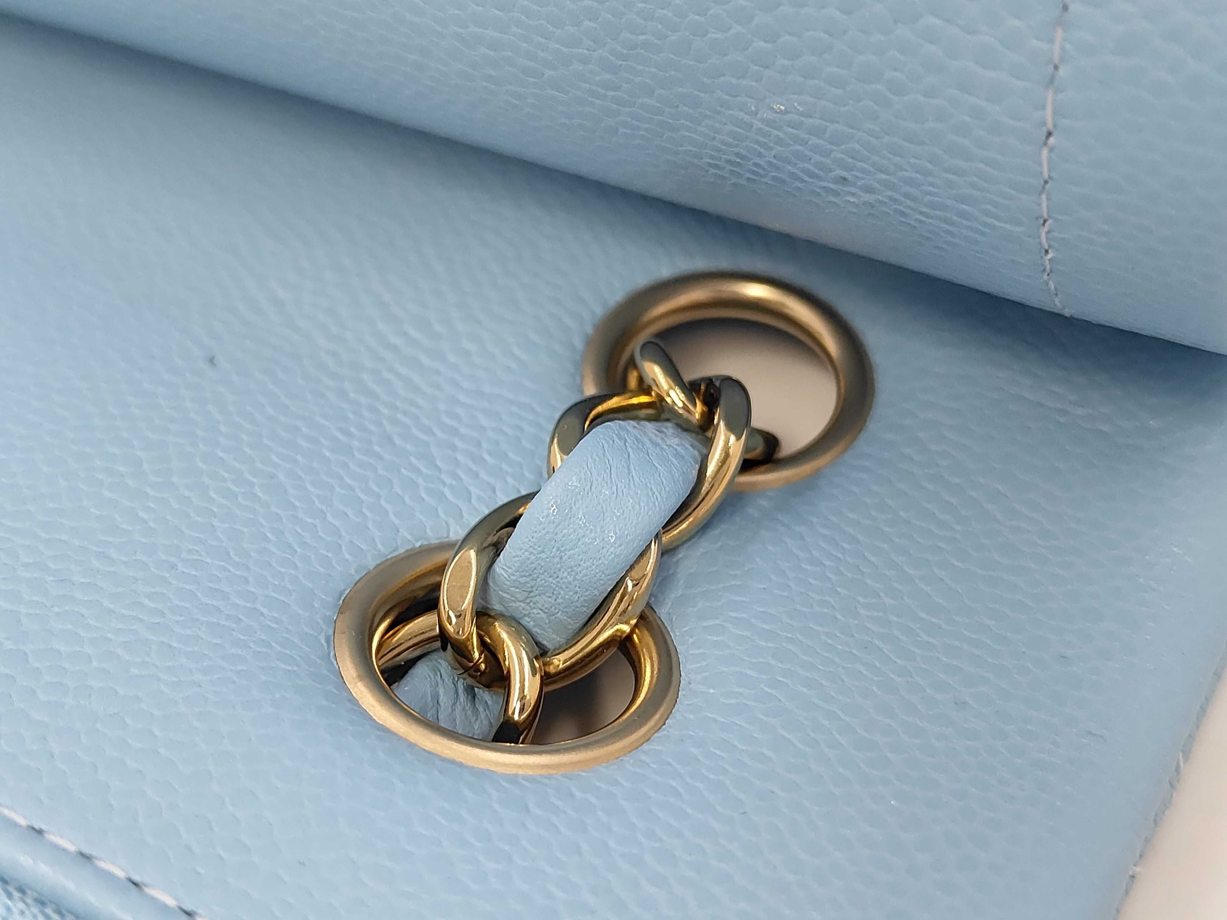 Double Flap Caviar Leather Light Blue GP Shoulder Bag — view 9