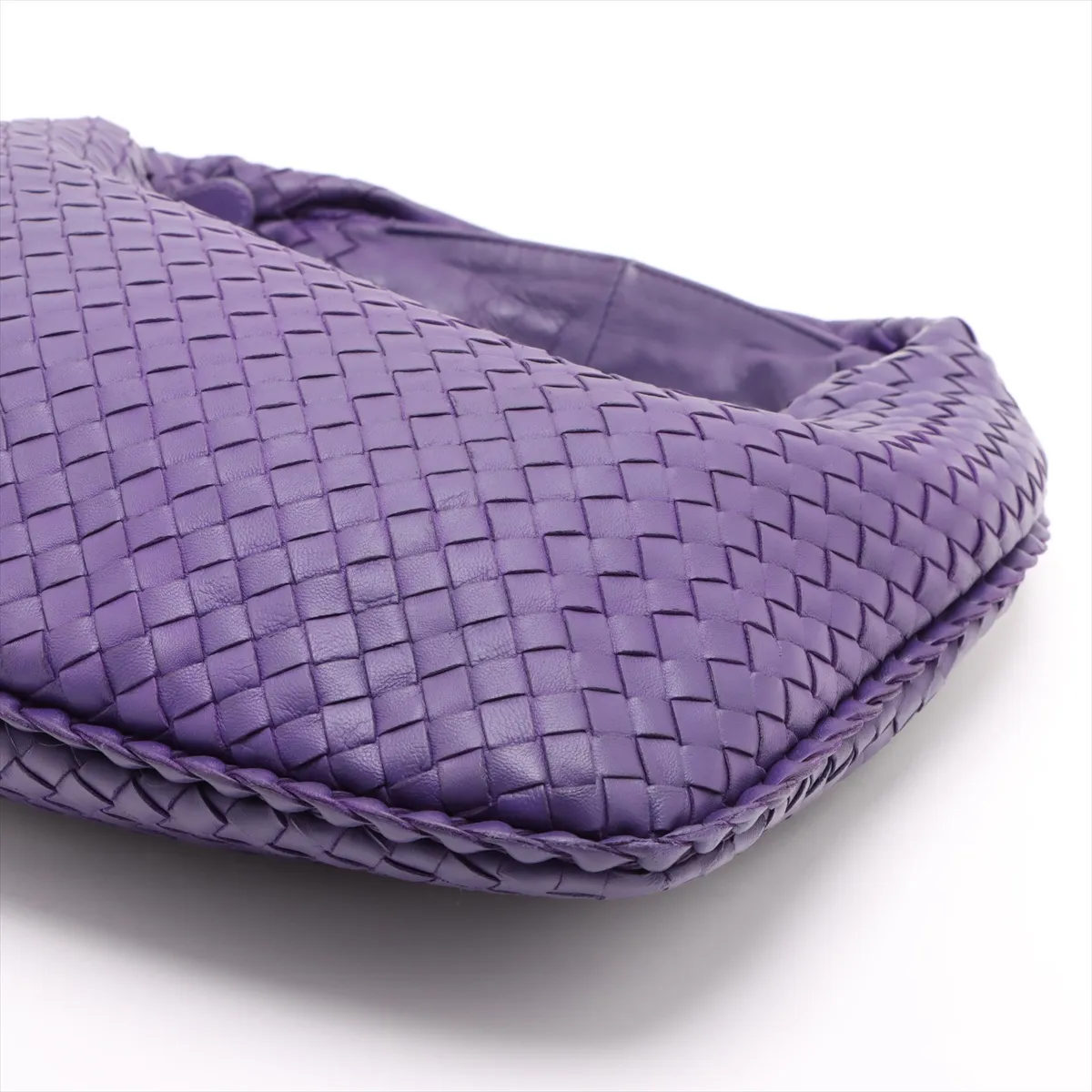 Intrecciato Hobo Leather Shoulder Bag Purple — view 3
