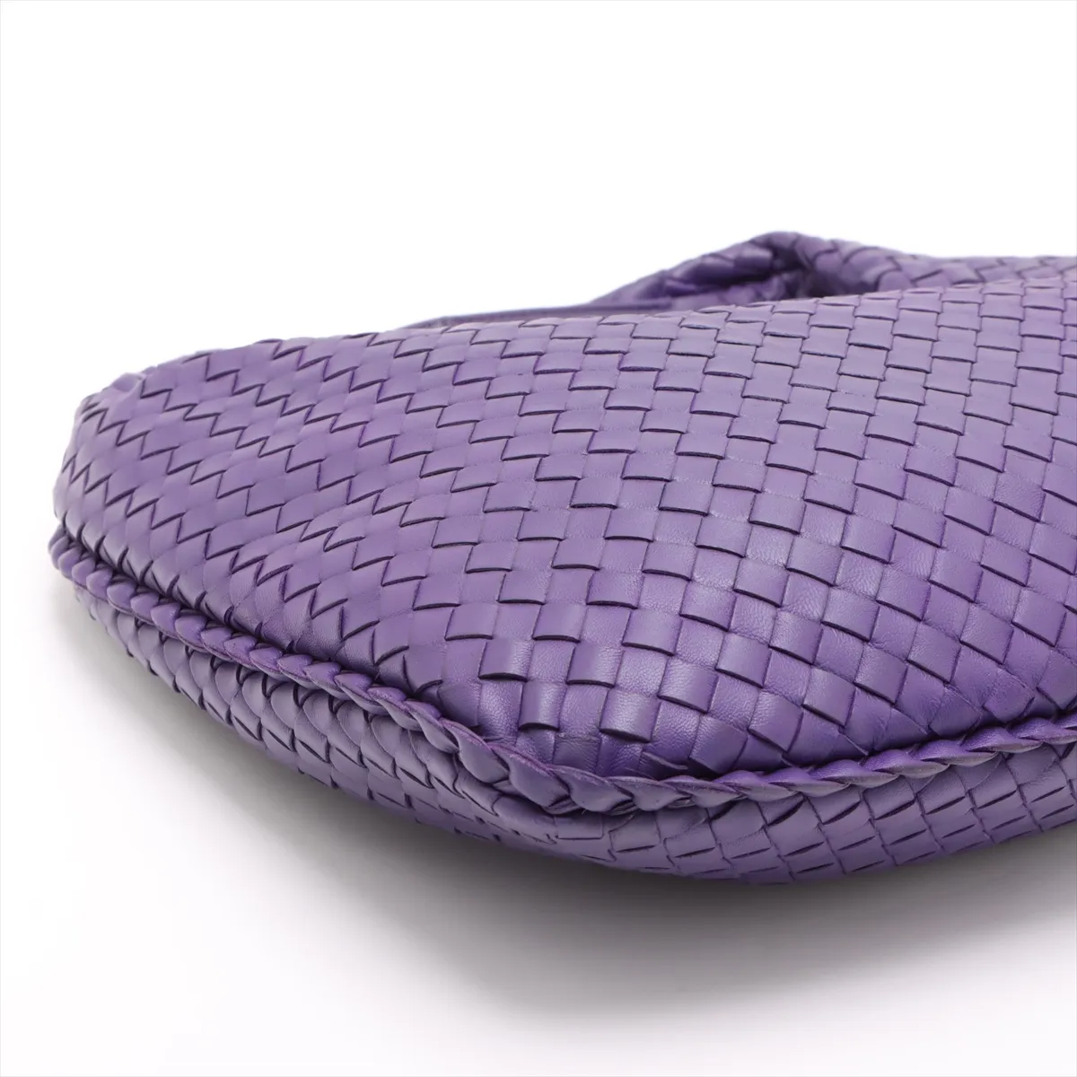 Intrecciato Hobo Leather Shoulder Bag Purple — view 4