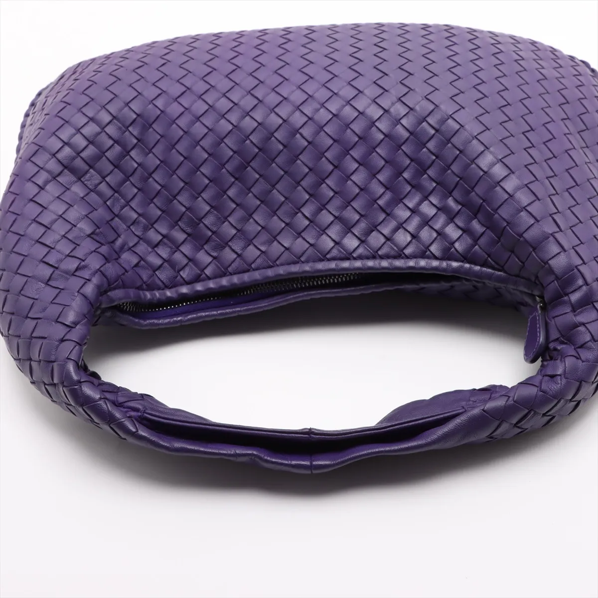 Intrecciato Hobo Leather Shoulder Bag Purple — view 5