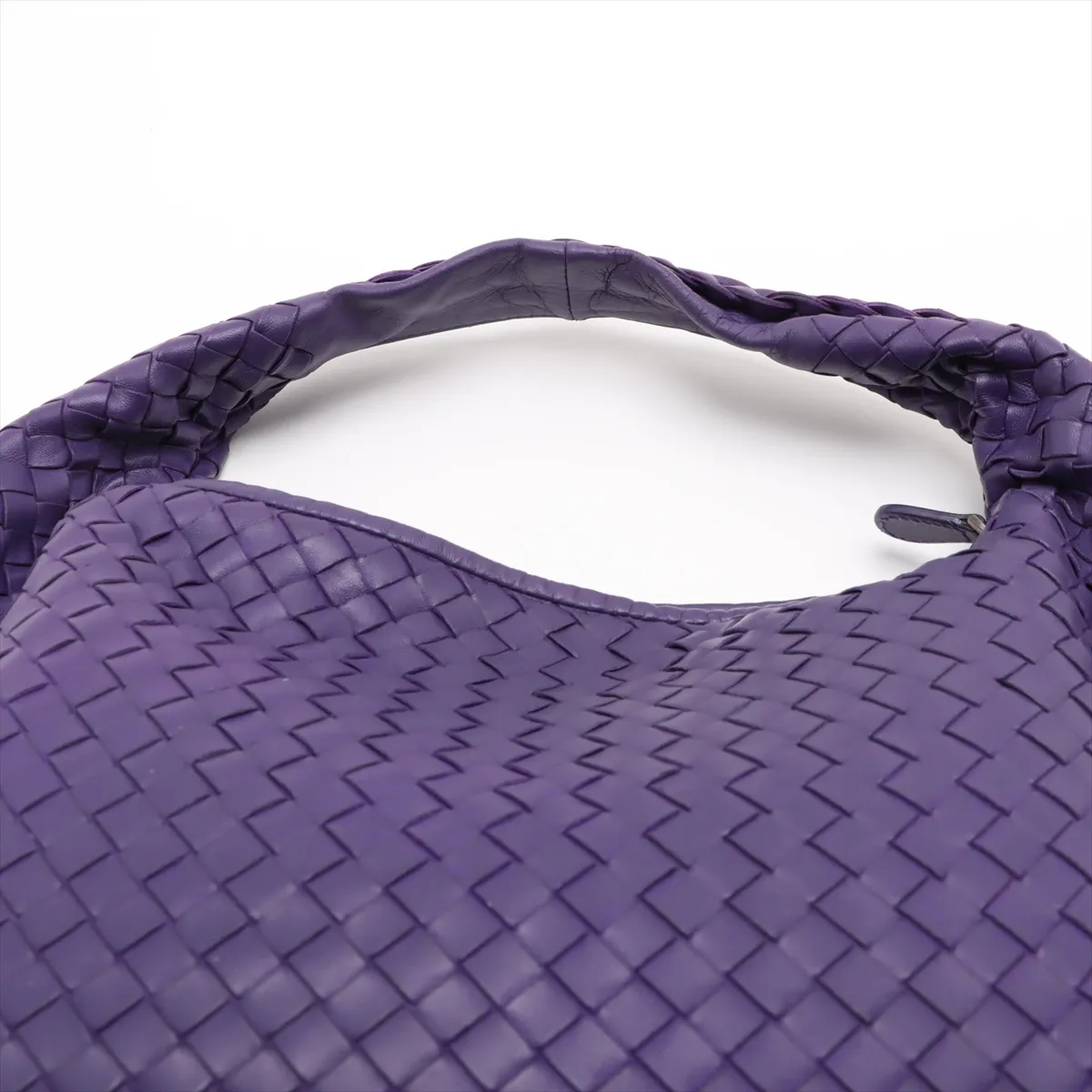 Intrecciato Hobo Leather Shoulder Bag Purple — view 6