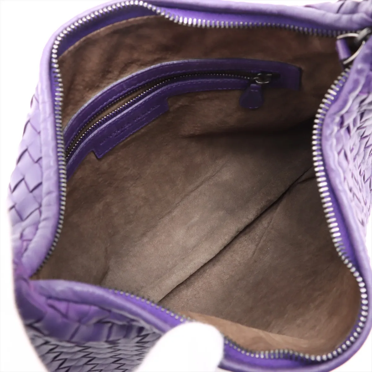 Intrecciato Hobo Leather Shoulder Bag Purple — view 7
