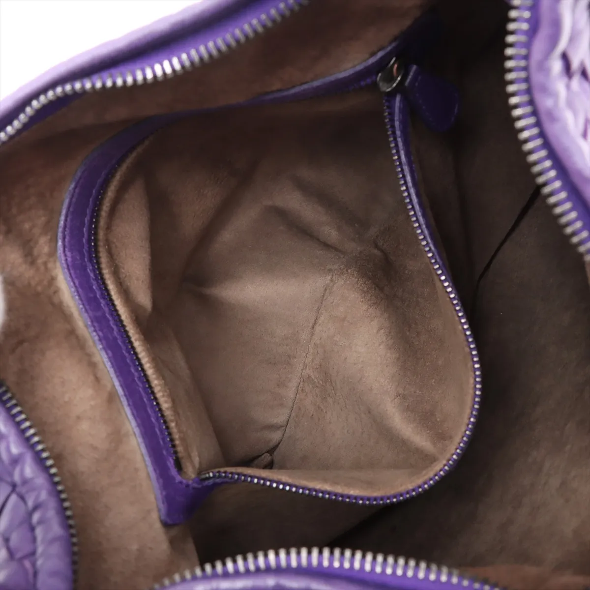 Intrecciato Hobo Leather Shoulder Bag Purple — view 8