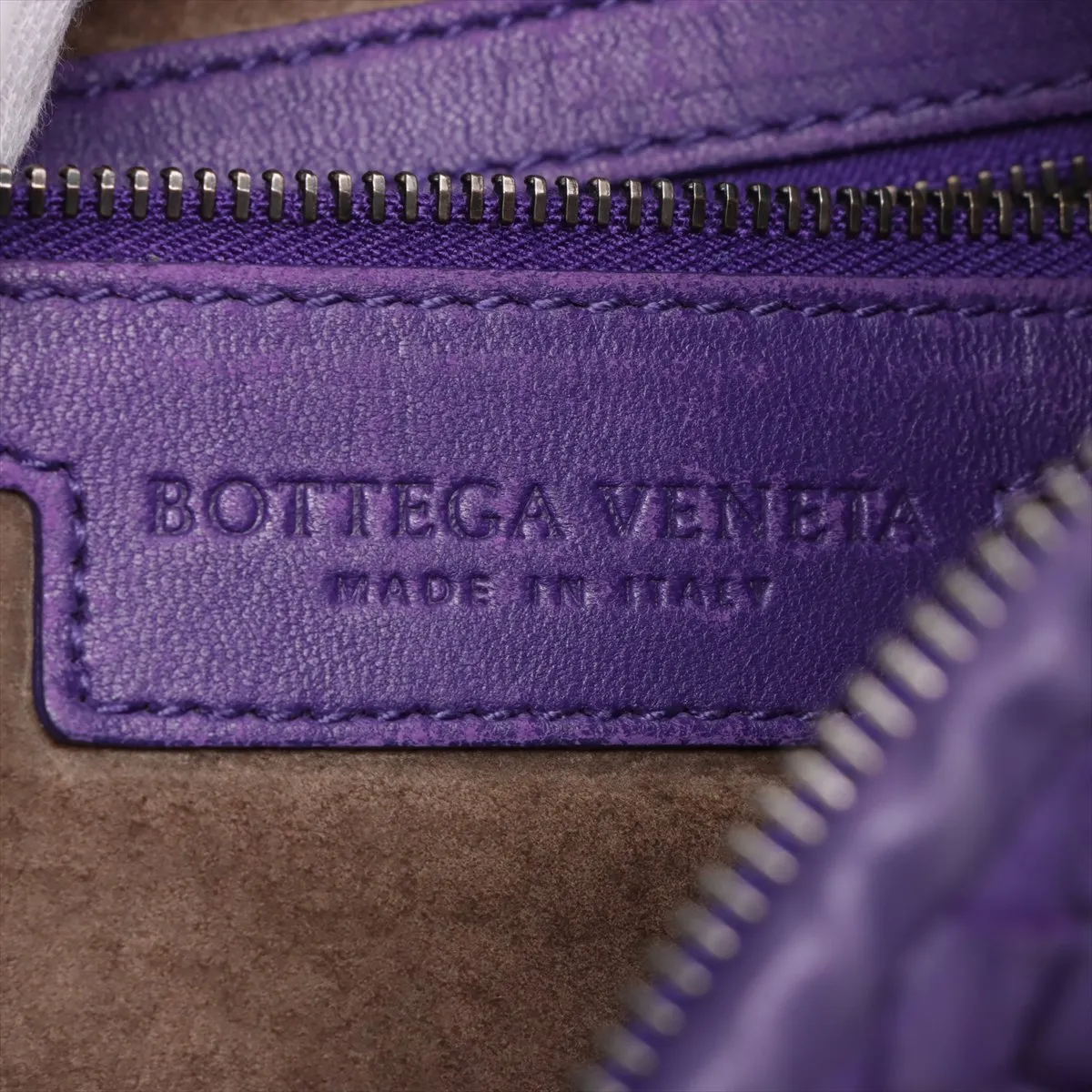 Intrecciato Hobo Leather Shoulder Bag Purple — view 9