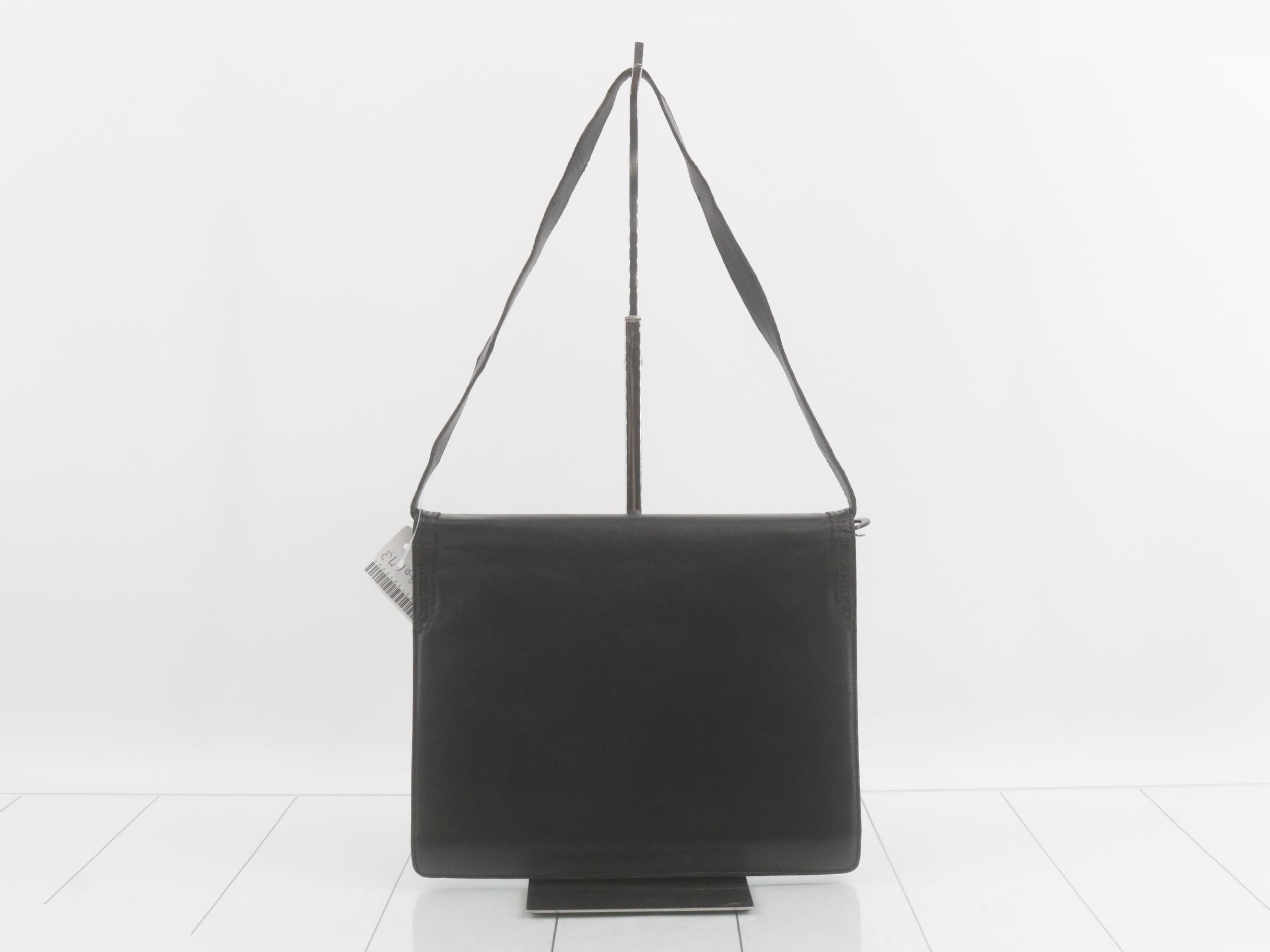 Shoulder bag, push-lock closure, leather, black — view 2