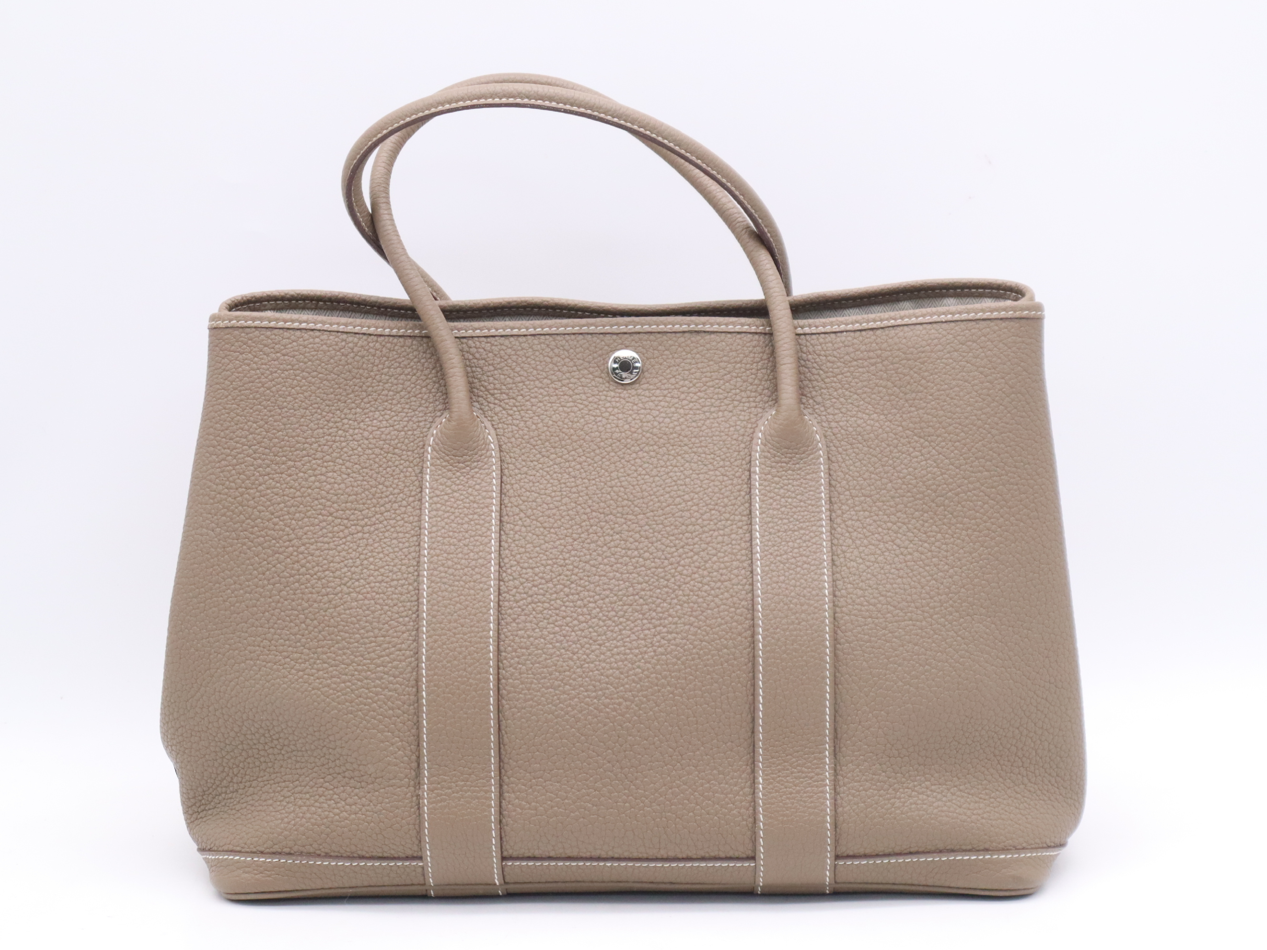 Leather Garden Party PM Tote Bag, Etoupe Brown, Silver Hardware, with Dust Bag, R Stamp, 2014 Model. — view 2