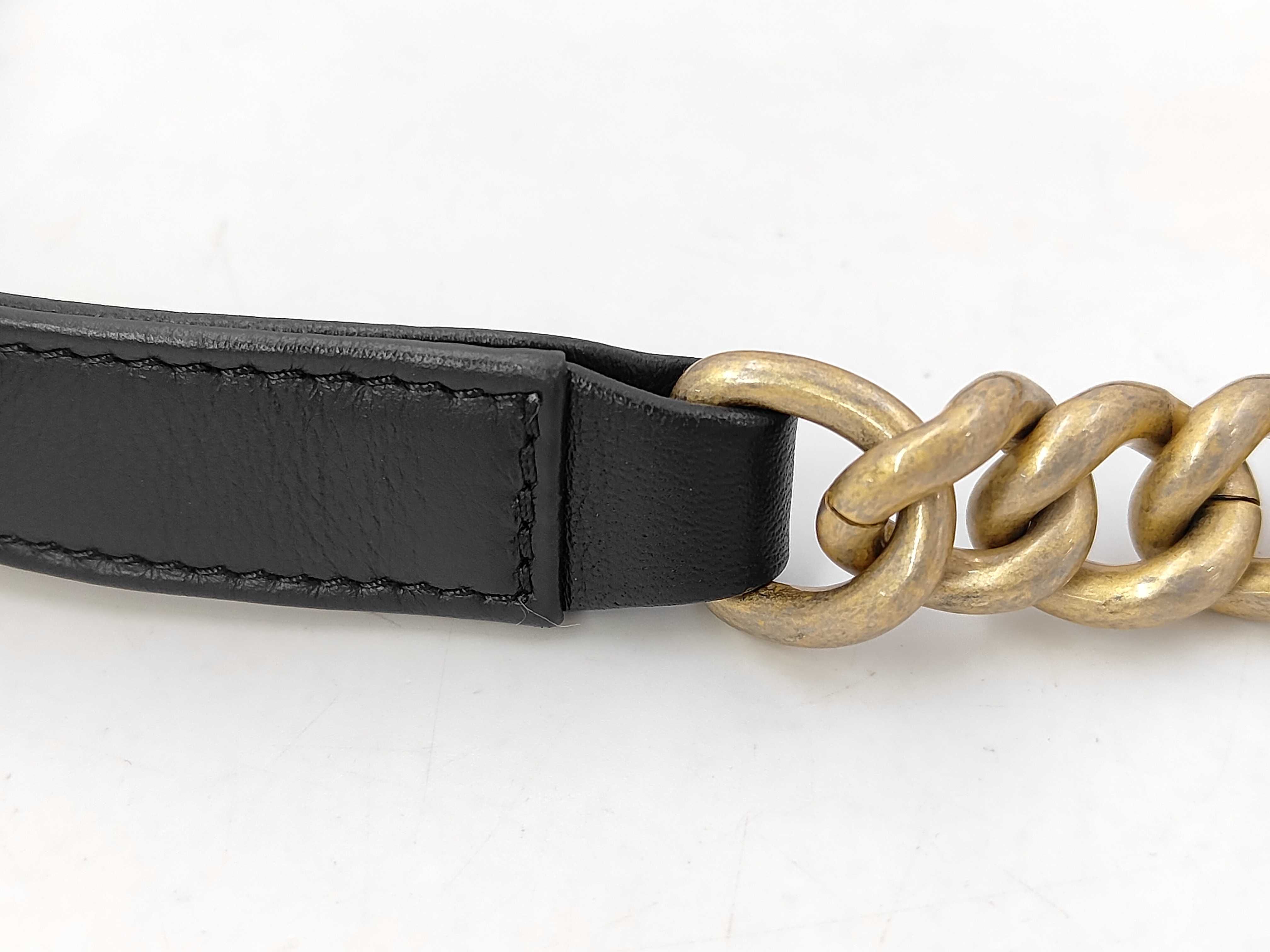 Boy Chanel Chain Shoulder Bag, Black, Chevron Chain Embroidery, Gold Hardware. — view 4