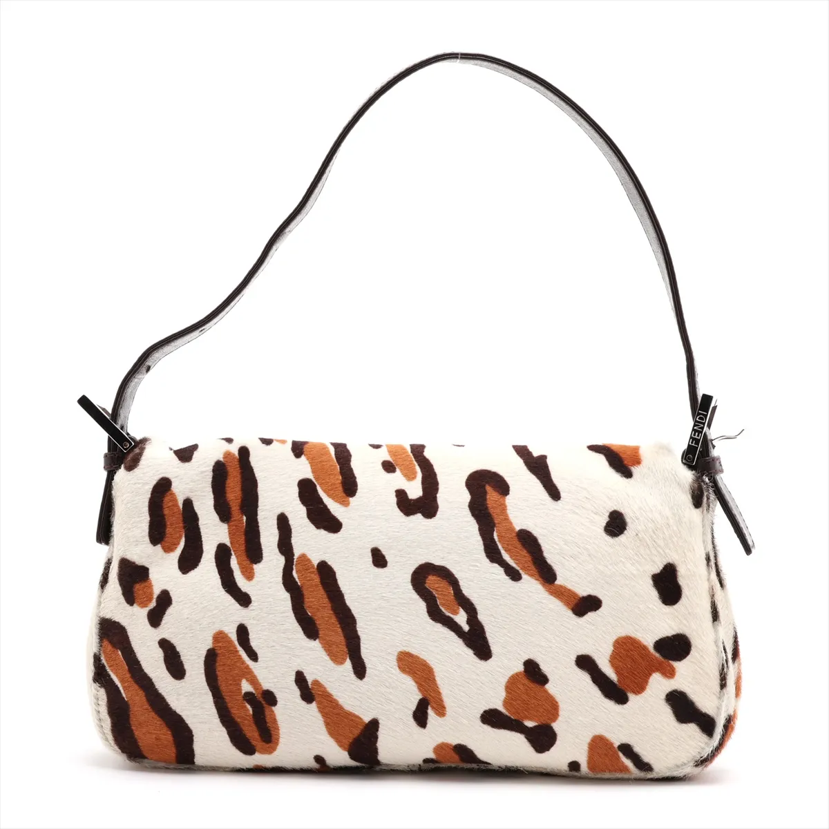[Individually packaged] Fendi Mamma Bucket Calf Hair x Leather Shoulder Bag White x Brown — view 2