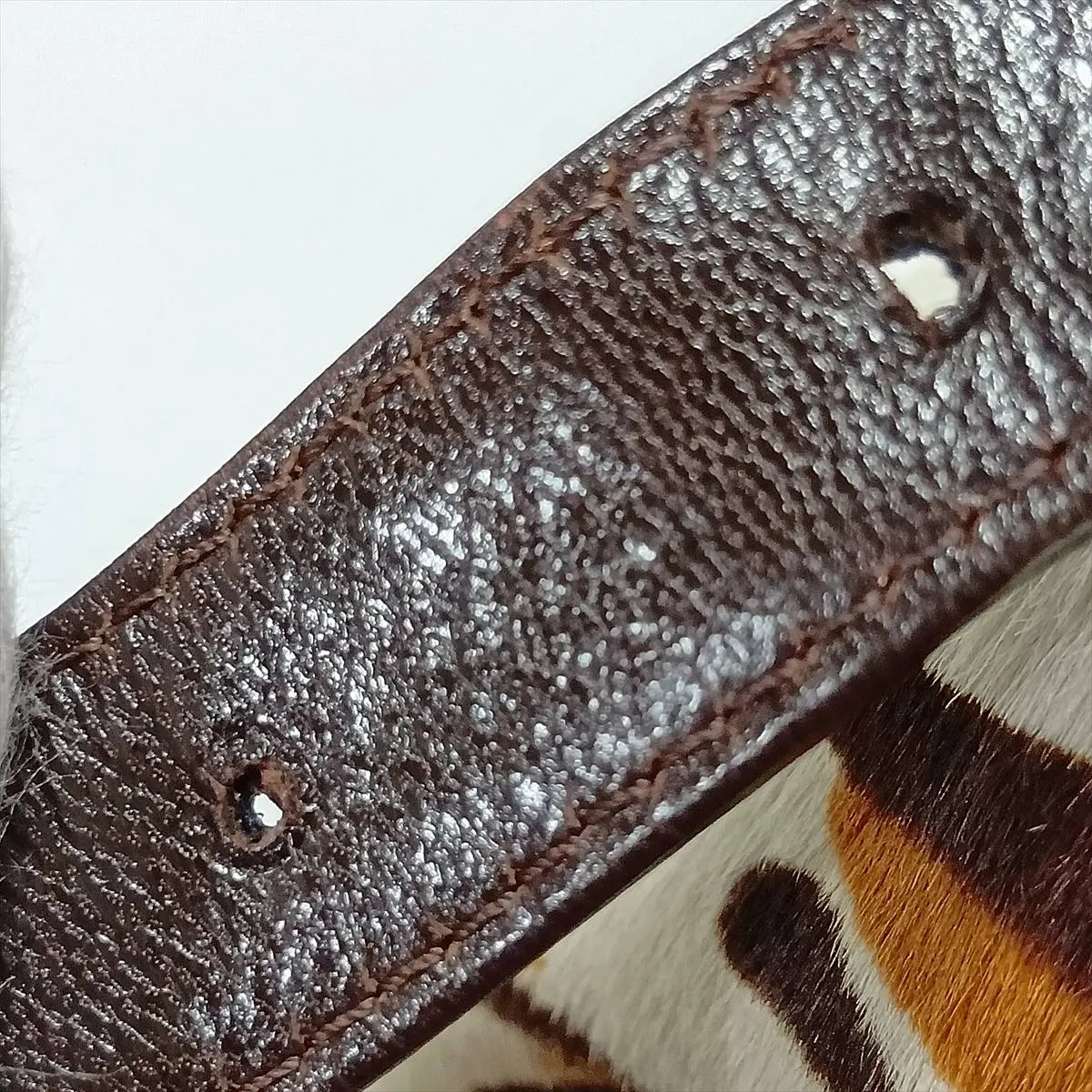 [Individually packaged] Fendi Mamma Bucket Calf Hair x Leather Shoulder Bag White x Brown — view 13