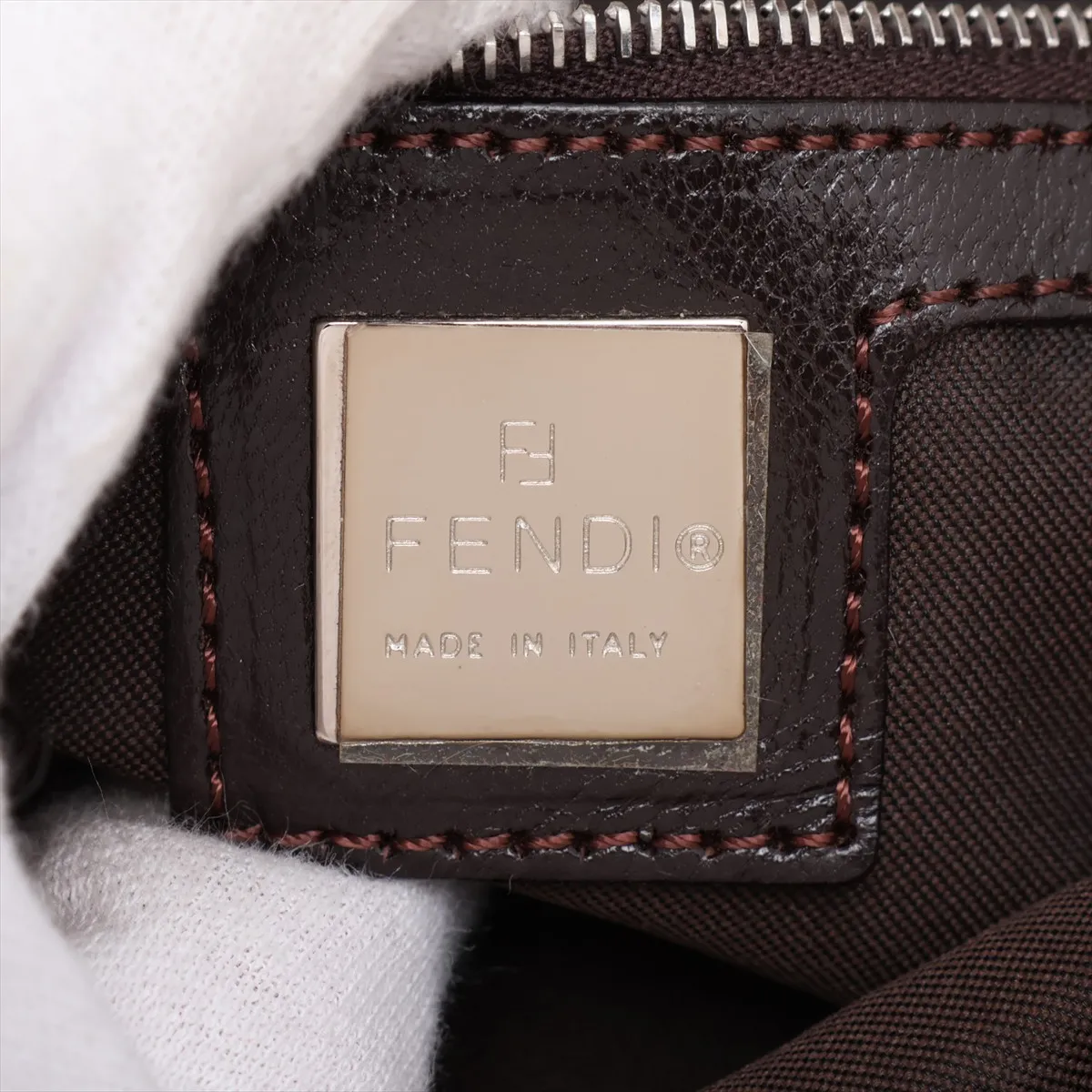 [Individually packaged] Fendi Mamma Bucket Calf Hair x Leather Shoulder Bag White x Brown — view 9