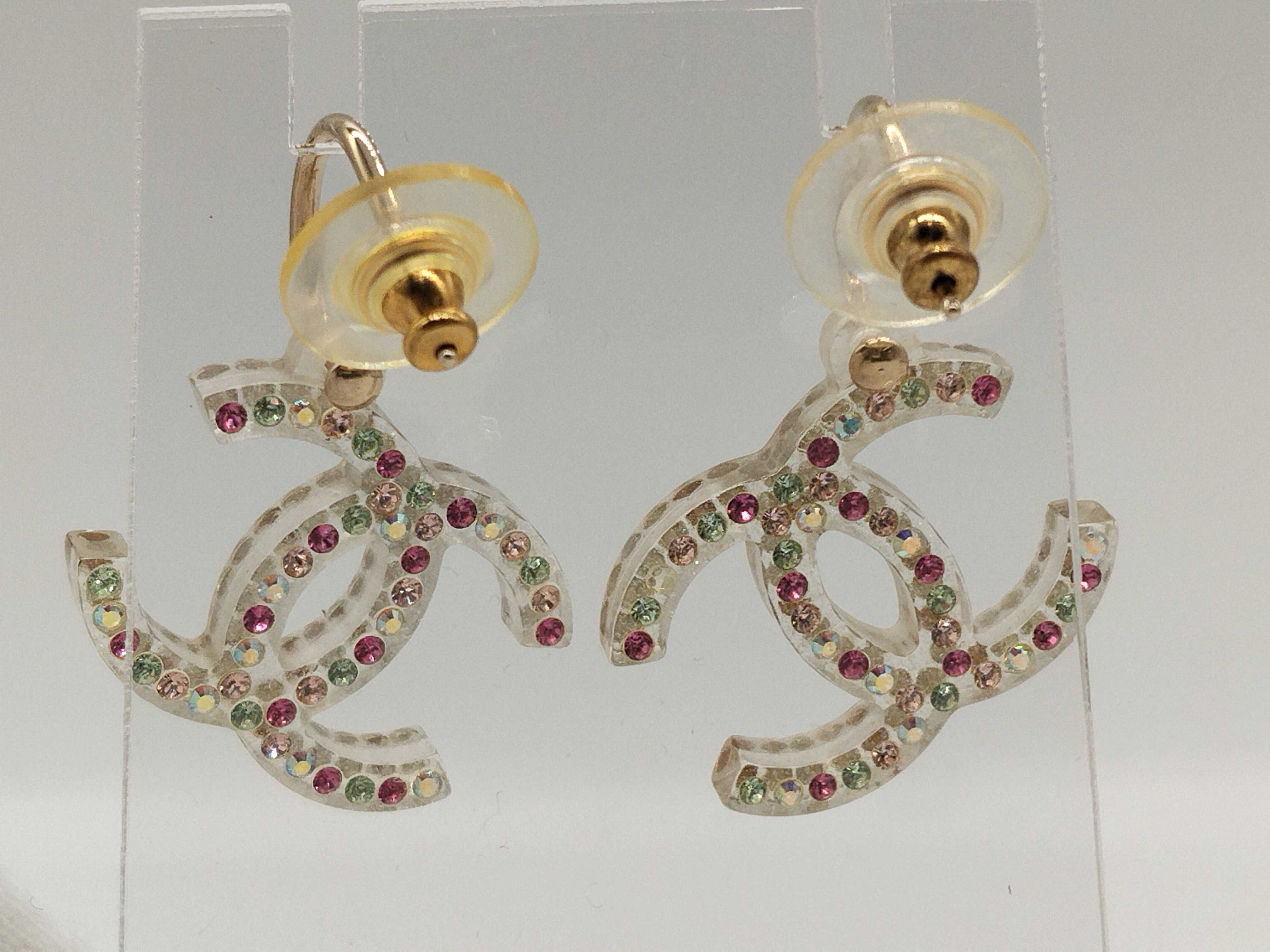 Coco Mark 04A Coco Rhinestone Earrings, Medium, White — view 2