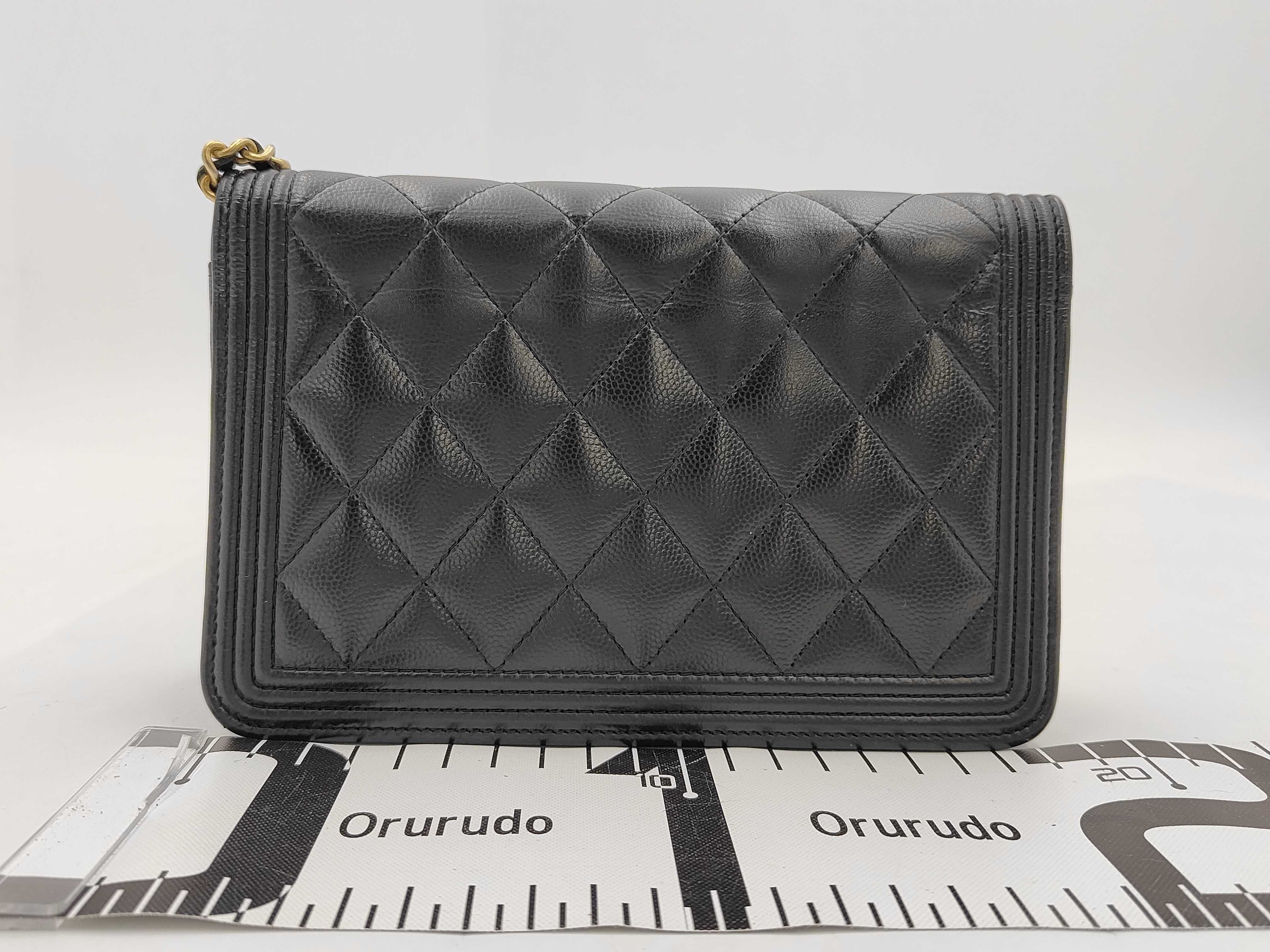 Boy Chanel Caviar Skin Chain Wallet, Black with Gold Hardware, 25317287 (Serial Number 25-series), Shoulder Bag — view 2