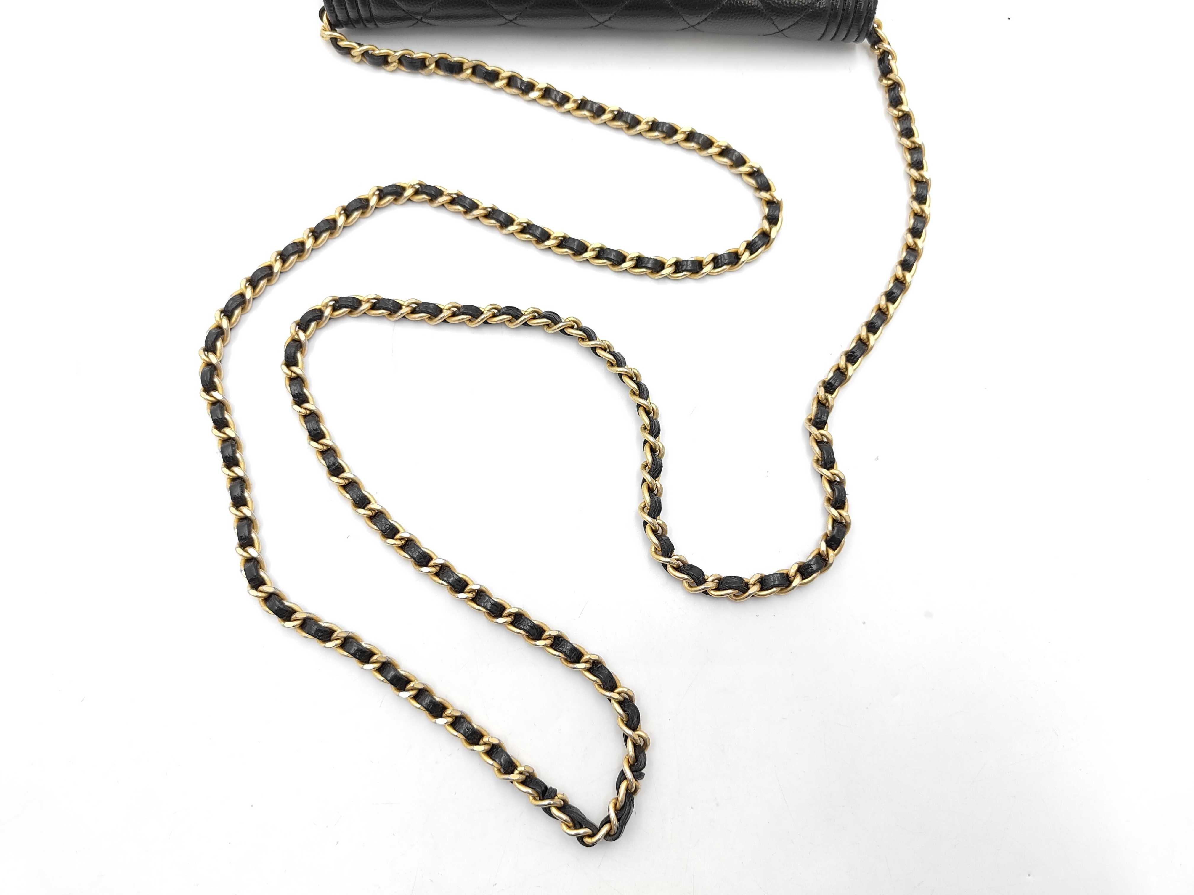 Boy Chanel Caviar Skin Chain Wallet, Black with Gold Hardware, 25317287 (Serial Number 25-series), Shoulder Bag — view 3