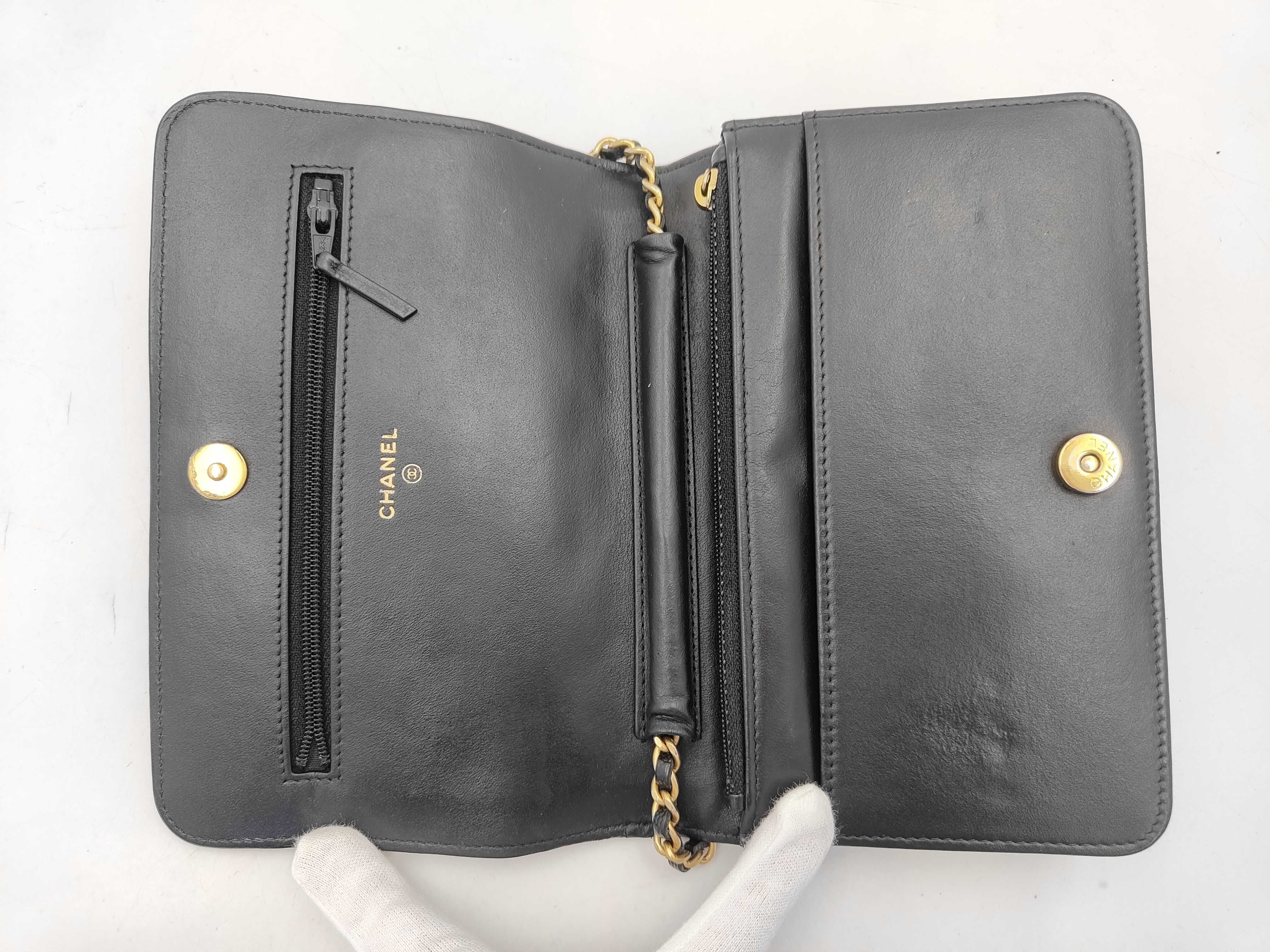 Boy Chanel Caviar Skin Chain Wallet, Black with Gold Hardware, 25317287 (Serial Number 25-series), Shoulder Bag — view 7