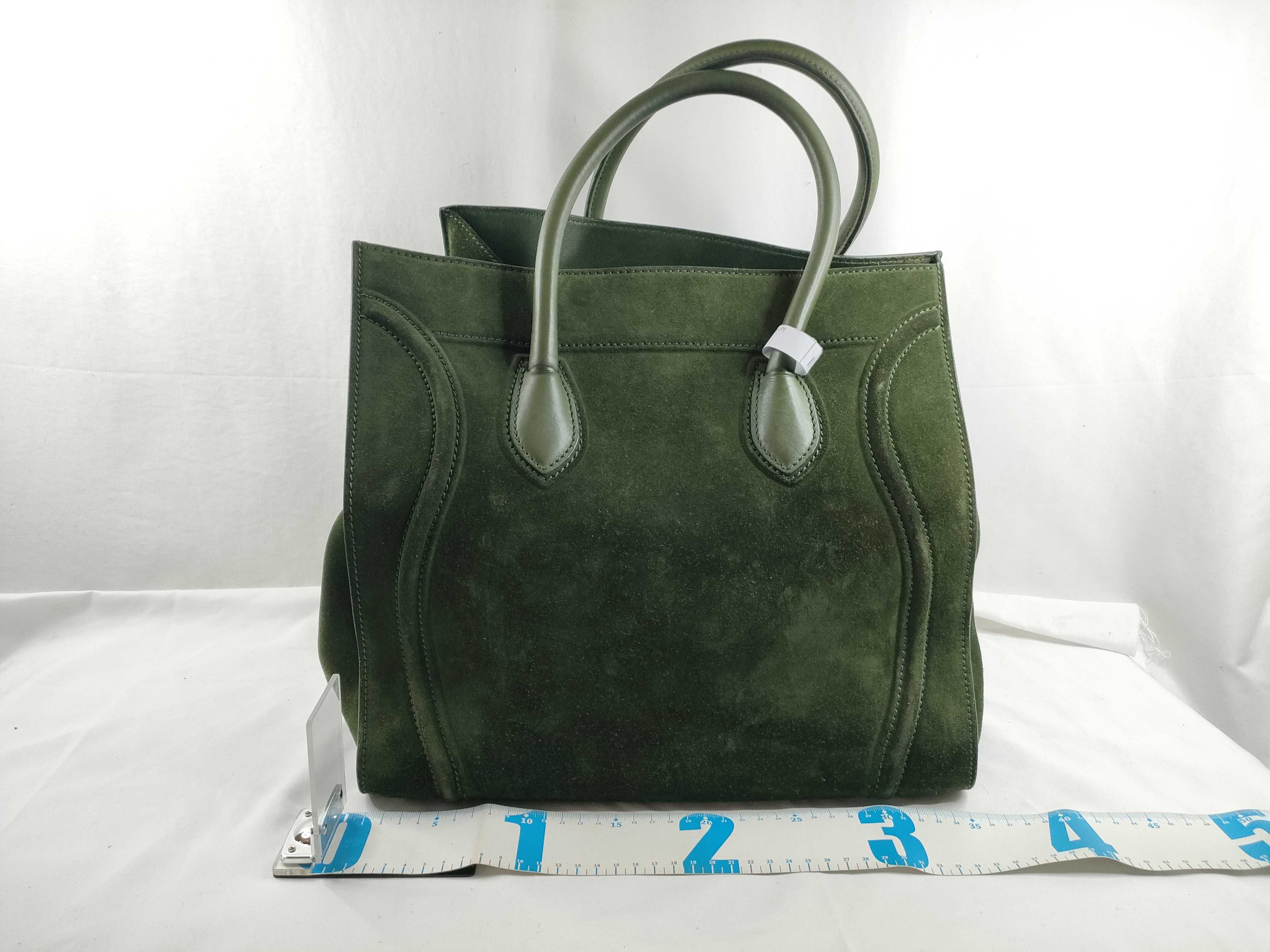 ID- Luggage Phantom Suede & Cow Skin Handbag Green #U-CU-0112 Handbag — view 2