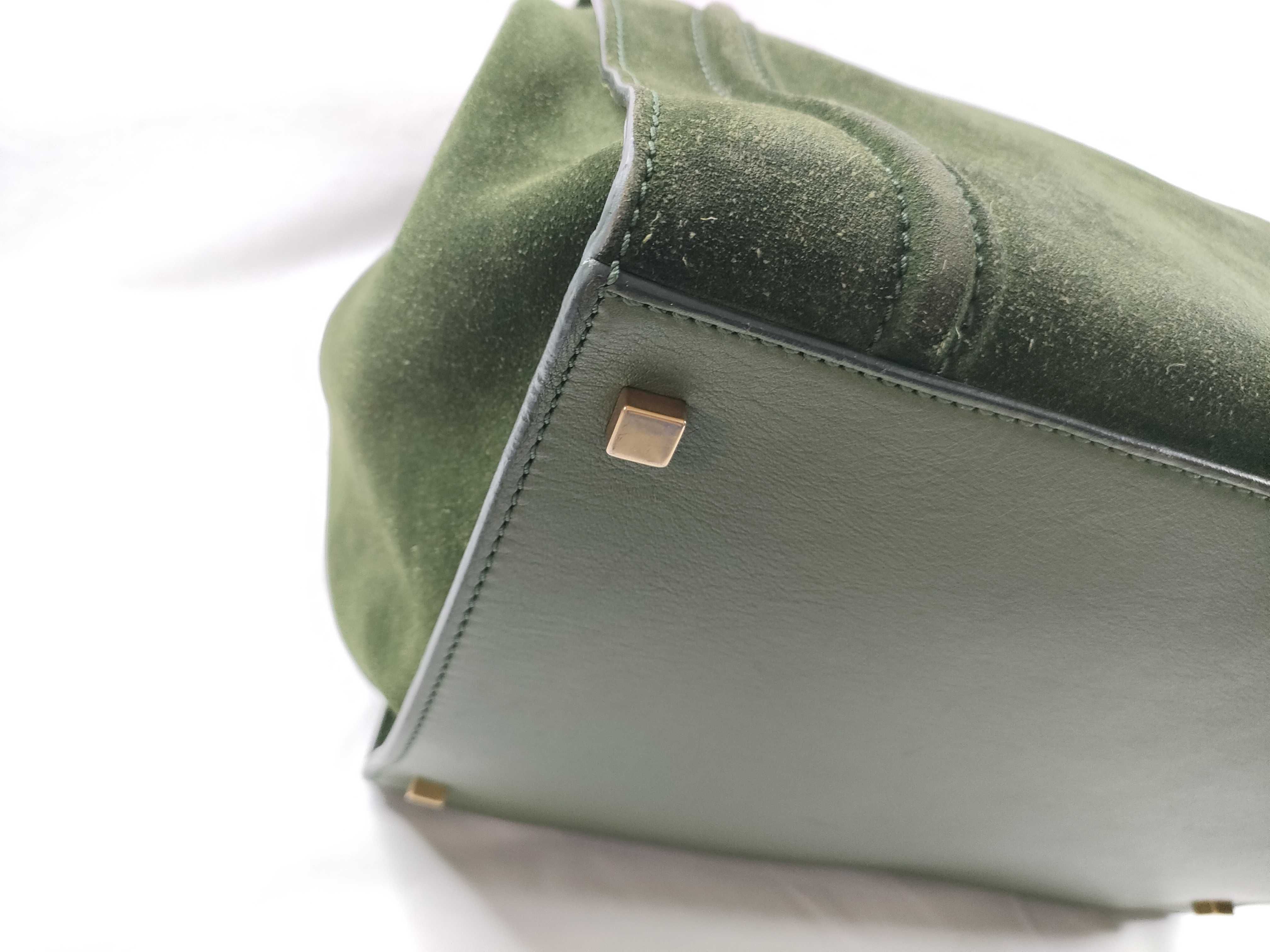 ID- Luggage Phantom Suede & Cow Skin Handbag Green #U-CU-0112 Handbag — view 3