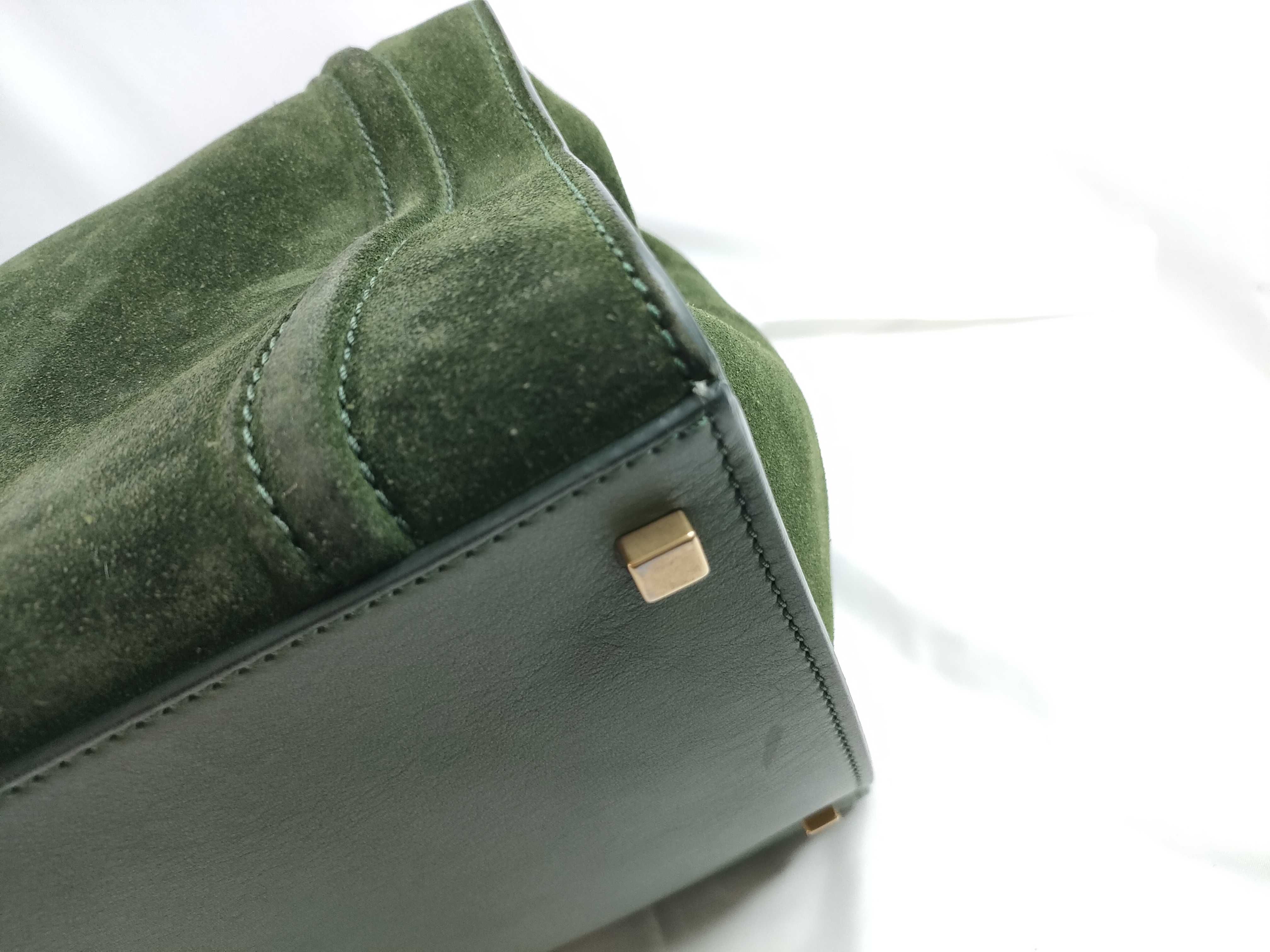 ID- Luggage Phantom Suede & Cow Skin Handbag Green #U-CU-0112 Handbag — view 5