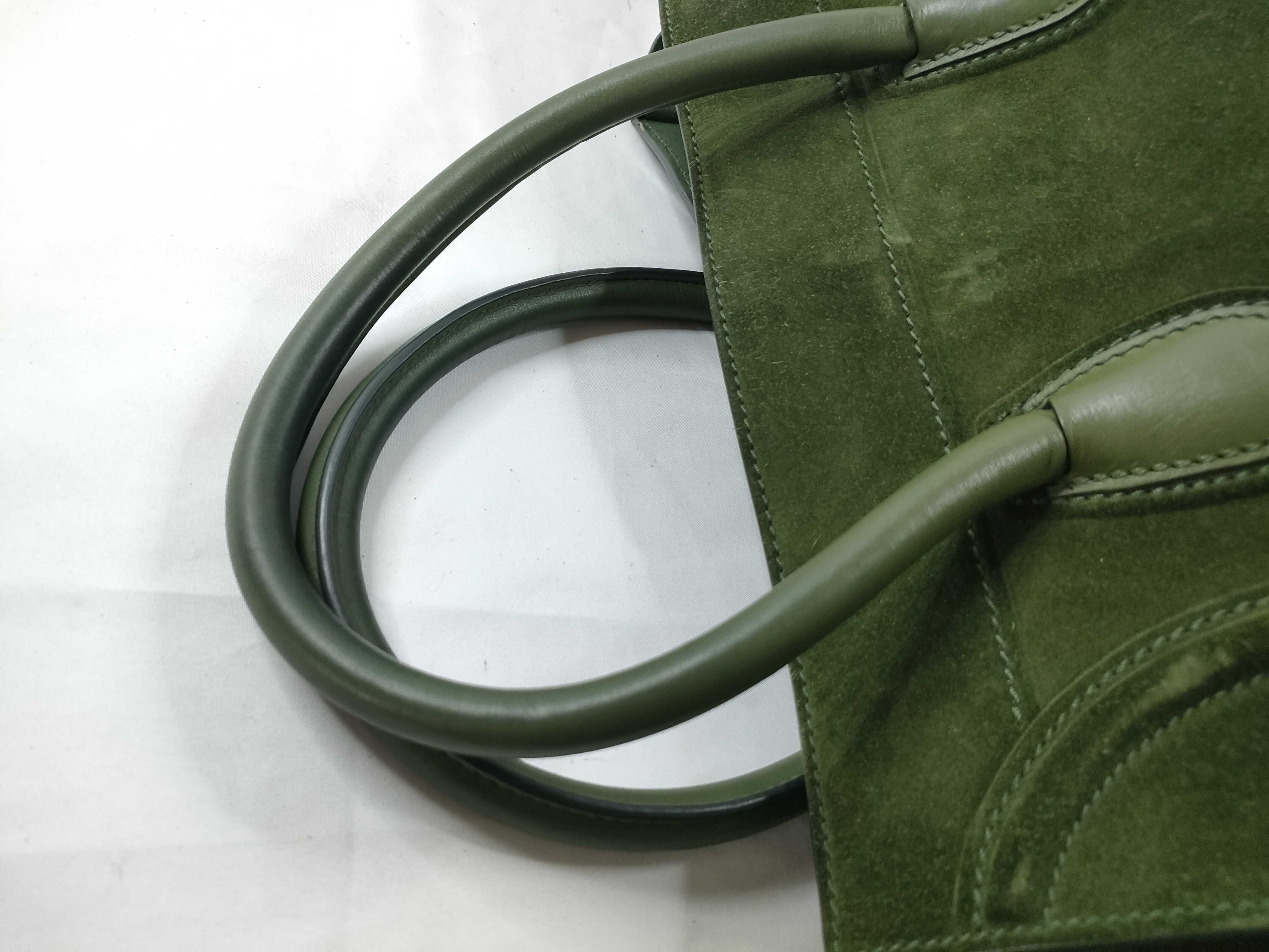 ID- Luggage Phantom Suede & Cow Skin Handbag Green #U-CU-0112 Handbag — view 6