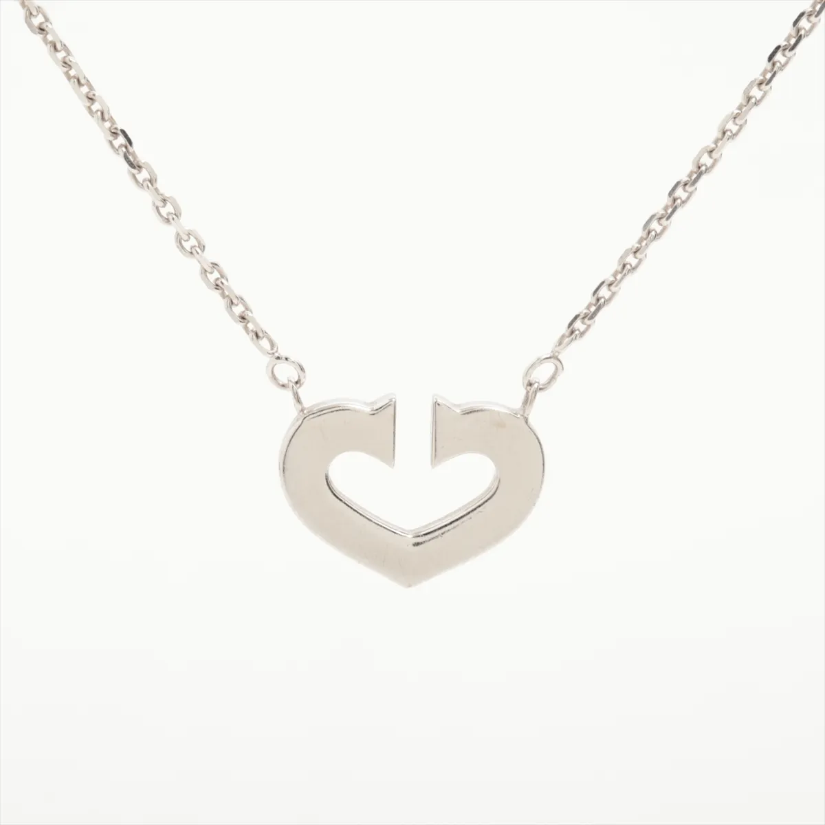 C Heart Necklace, 750 (WG), 7.5g, AO4774. (Note: Jump ring is slightly bent, engraving is faded.) — view 2